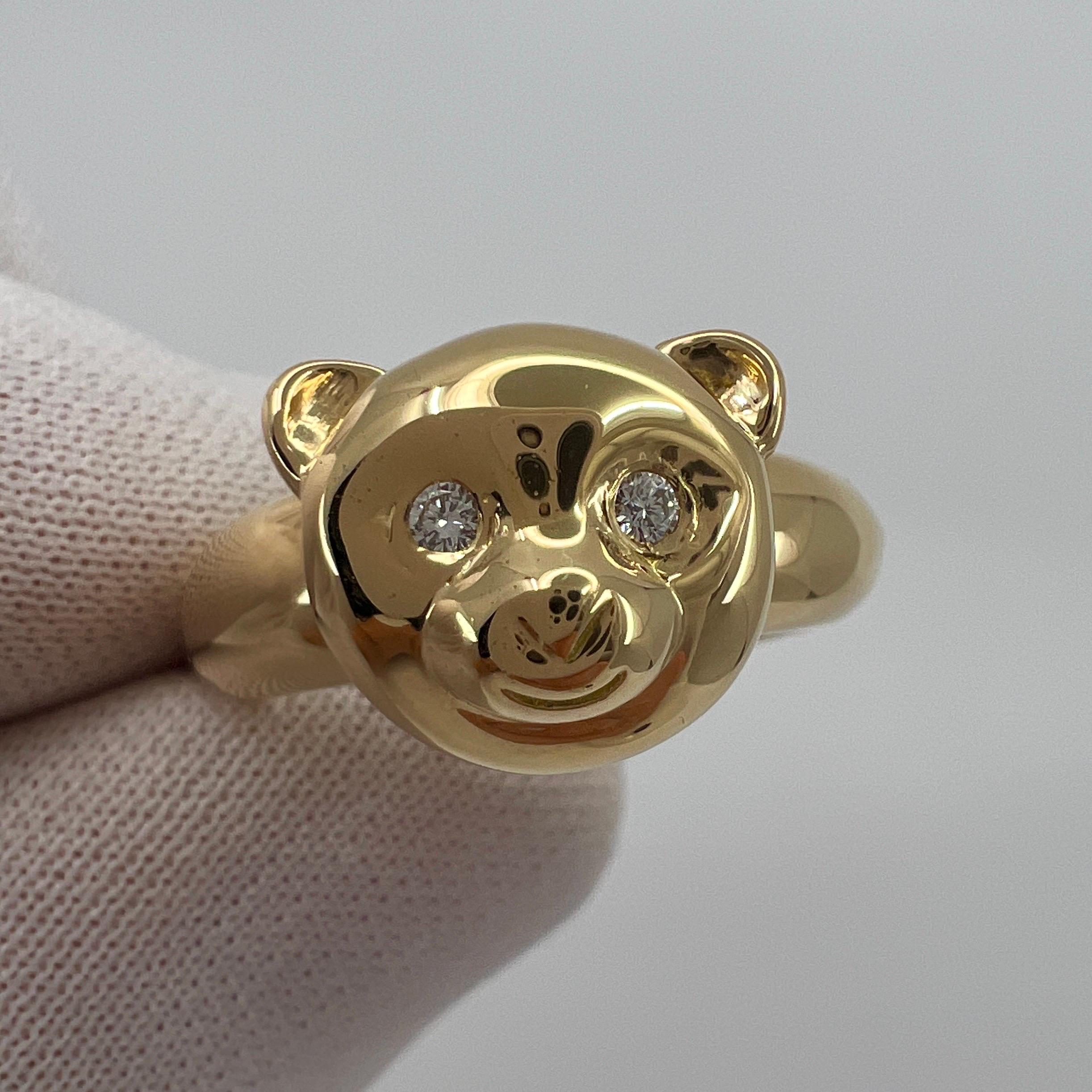 Very Rare Vintage Van Cleef & Arpels 18k Yellow Gold Teddy Bear Ring and Pendant 4