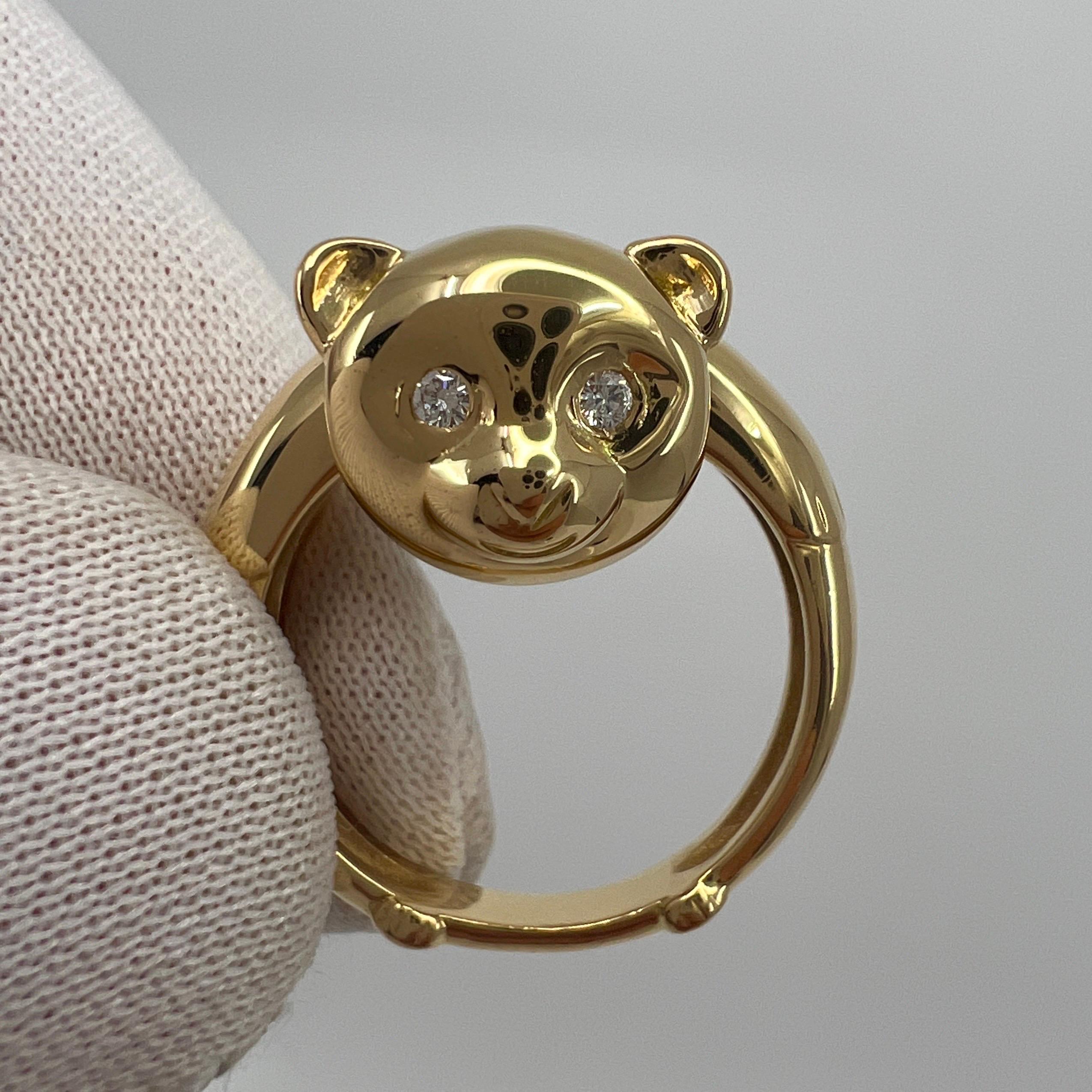 Very Rare Vintage Van Cleef & Arpels 18k Yellow Gold Teddy Bear Ring and Pendant In Good Condition In Birmingham, GB