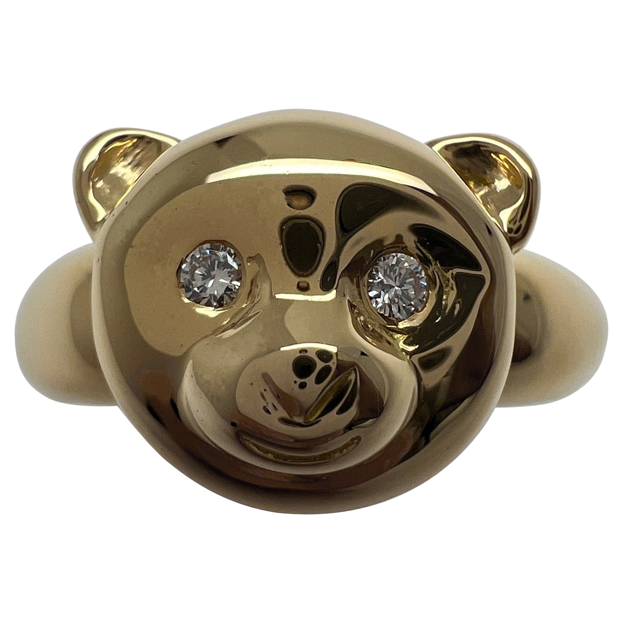 Seltener Vintage Van Cleef & Arpels Teddybär-Ring und Anhänger aus 18 Karat Gelbgold