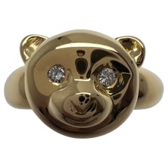 Very Rare Vintage Van Cleef & Arpels 18k Yellow Gold Teddy Bear Ring and Pendant