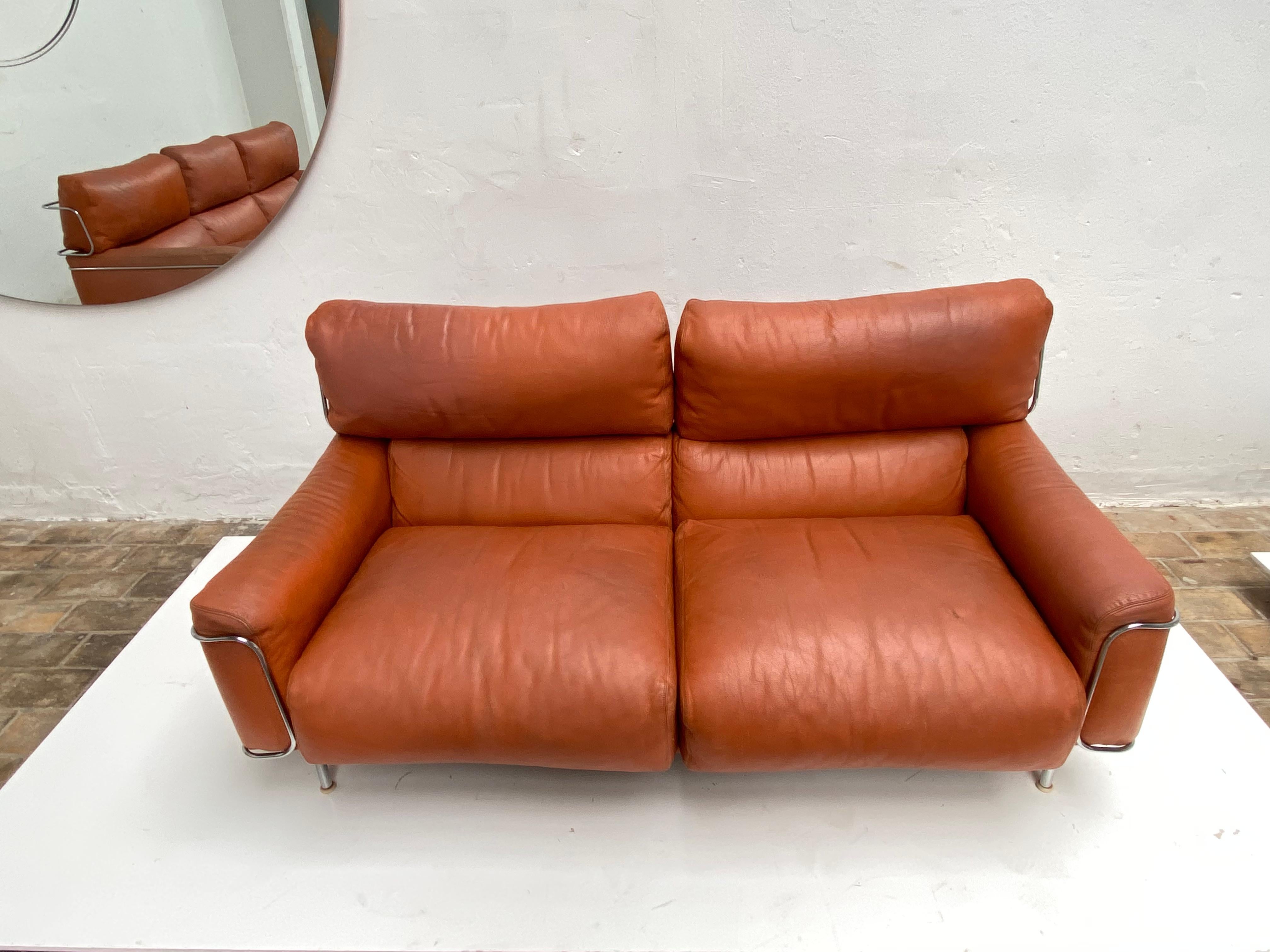 Very Rare Vittorio Introini Leather Sofa Set by Saporiti, Italy, 1968 Published For Sale 3