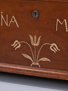 Very Rare Walnut Sulfur Inlaid Blanket Chest