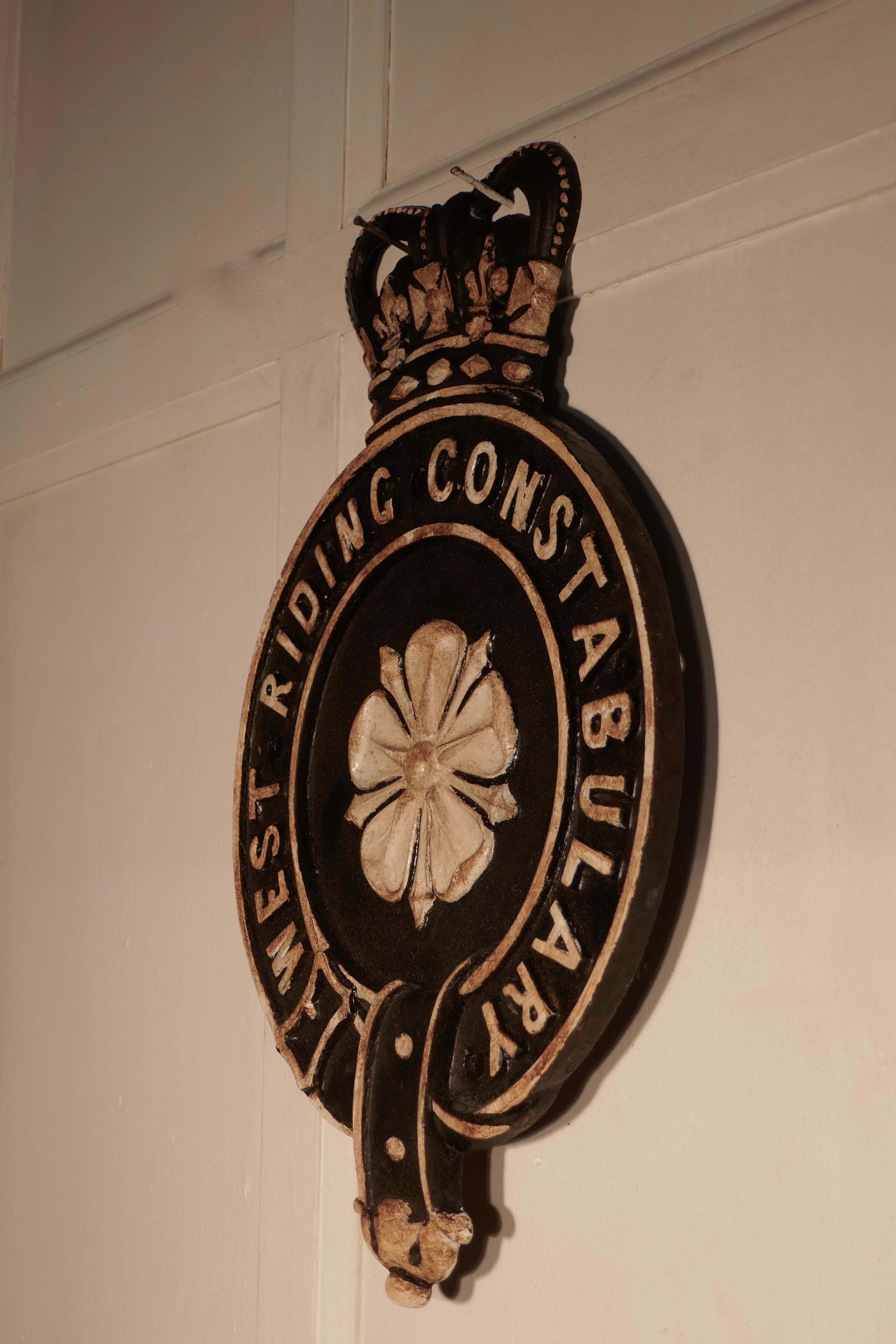 British Colonial Very Rare West Riding Constabulary Cast Iron Wall Plaque For Sale