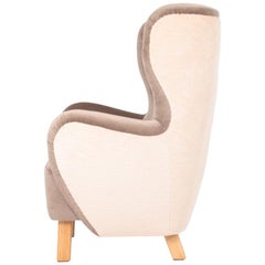Very Rare Wing Back Chair in French Velvet Designed by Kay Fisker, 1940s