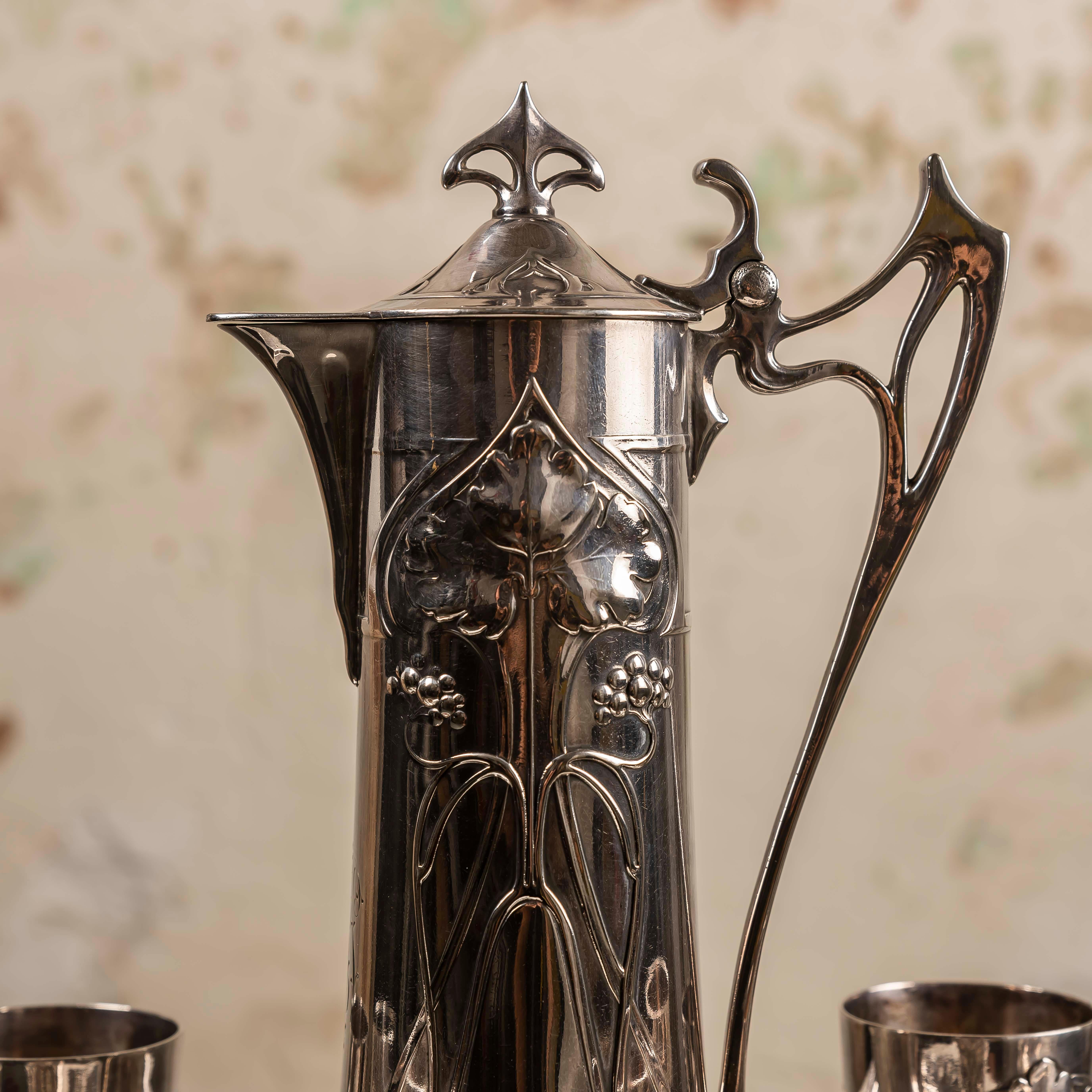 Very Rare W.M.F. silverplate wine service 9