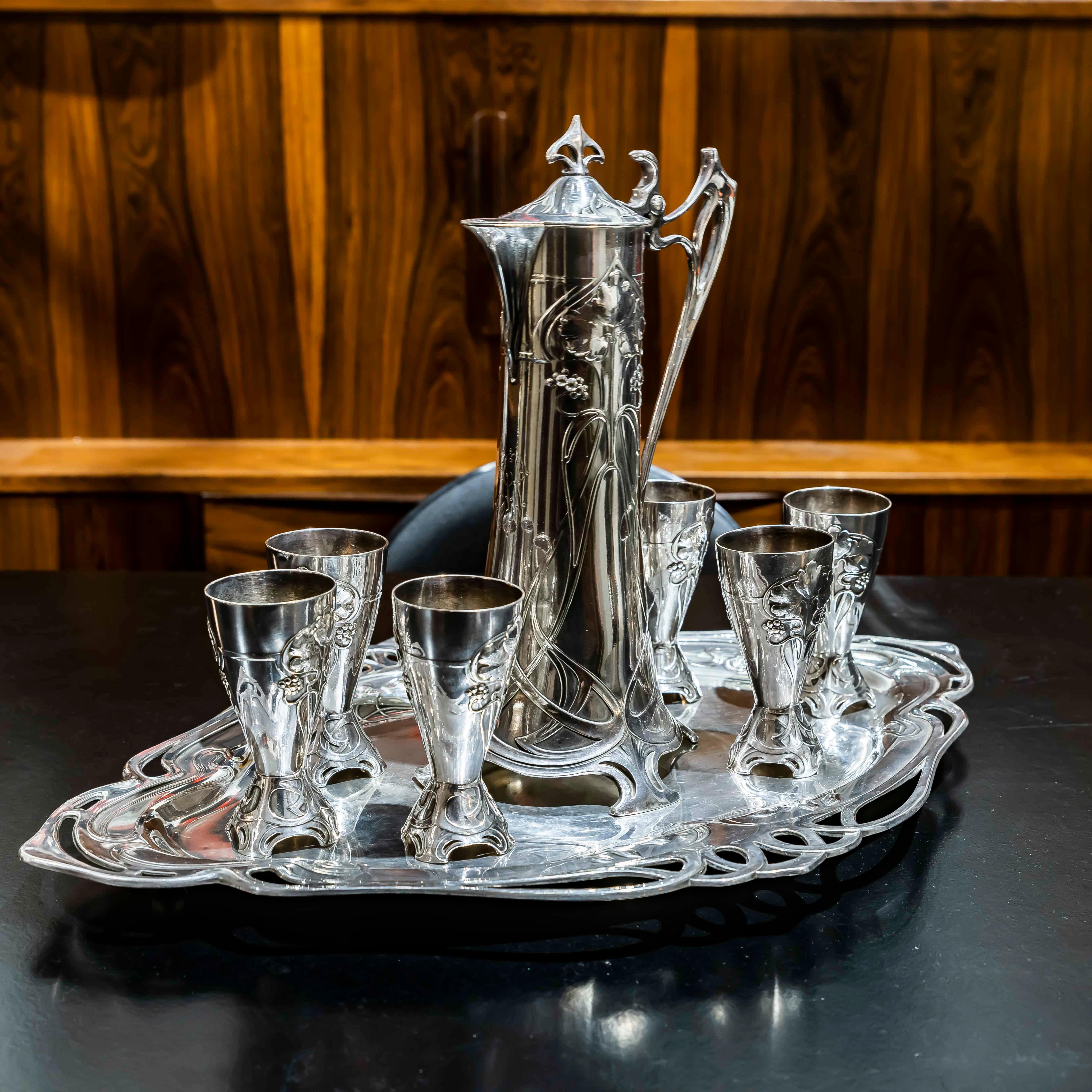 Very Rare W.M.F. silverplate wine service 10