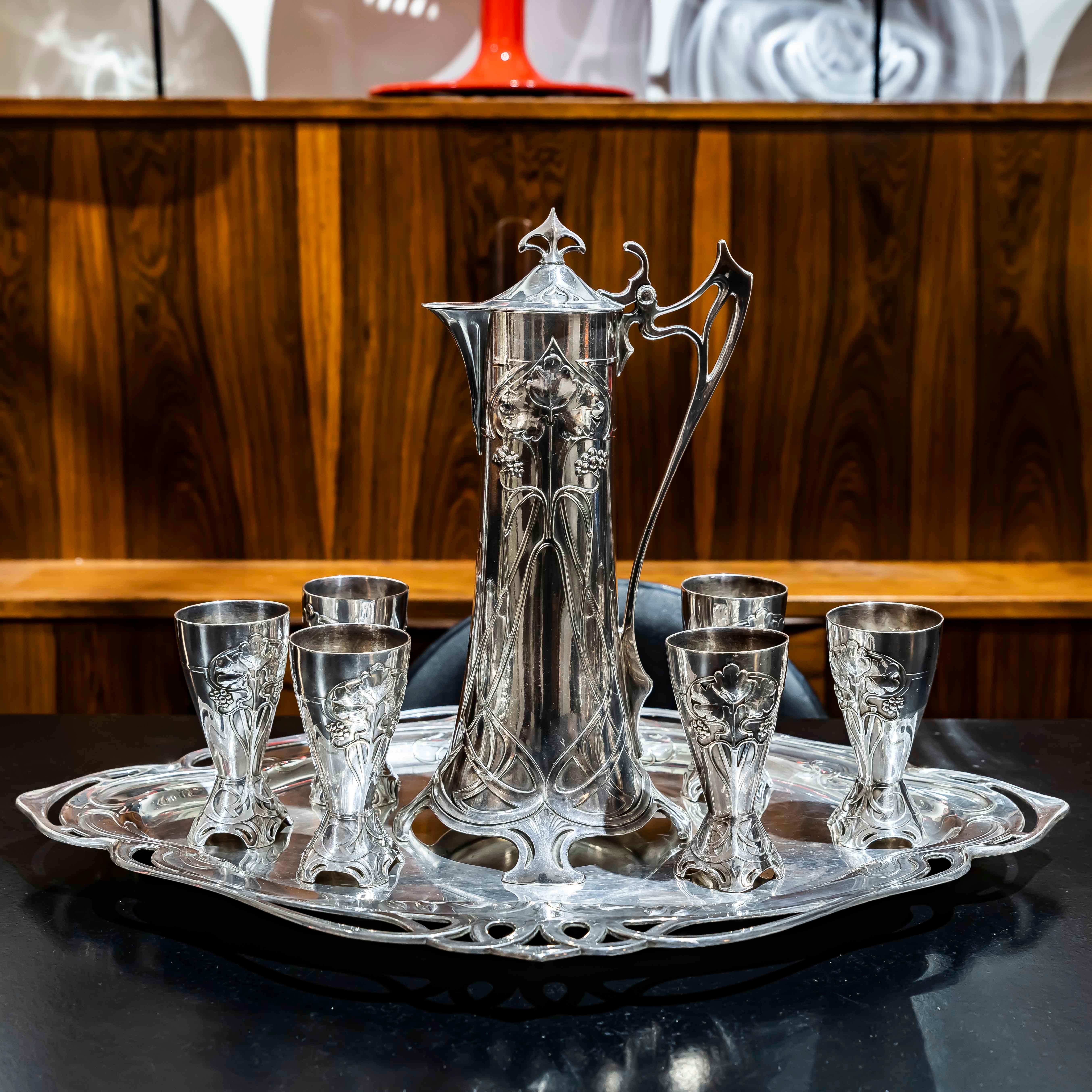 Very Rare W.M.F. silverplate wine service 12