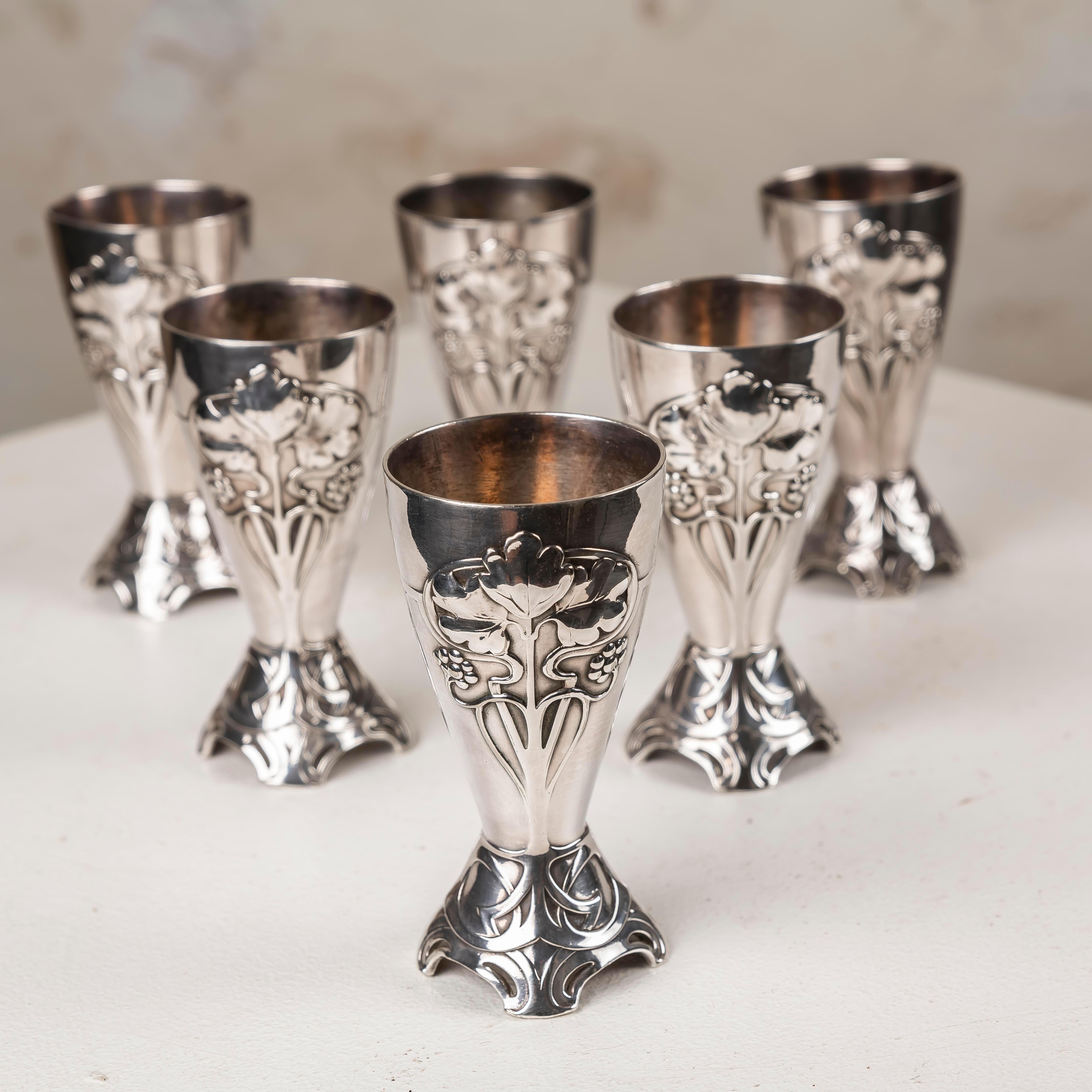 20th Century Very Rare W.M.F. silverplate wine service