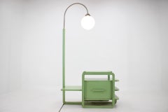 Very Rare Wooden and Chrome Bauhaus Floor Lamp, 1930s / Functionalism