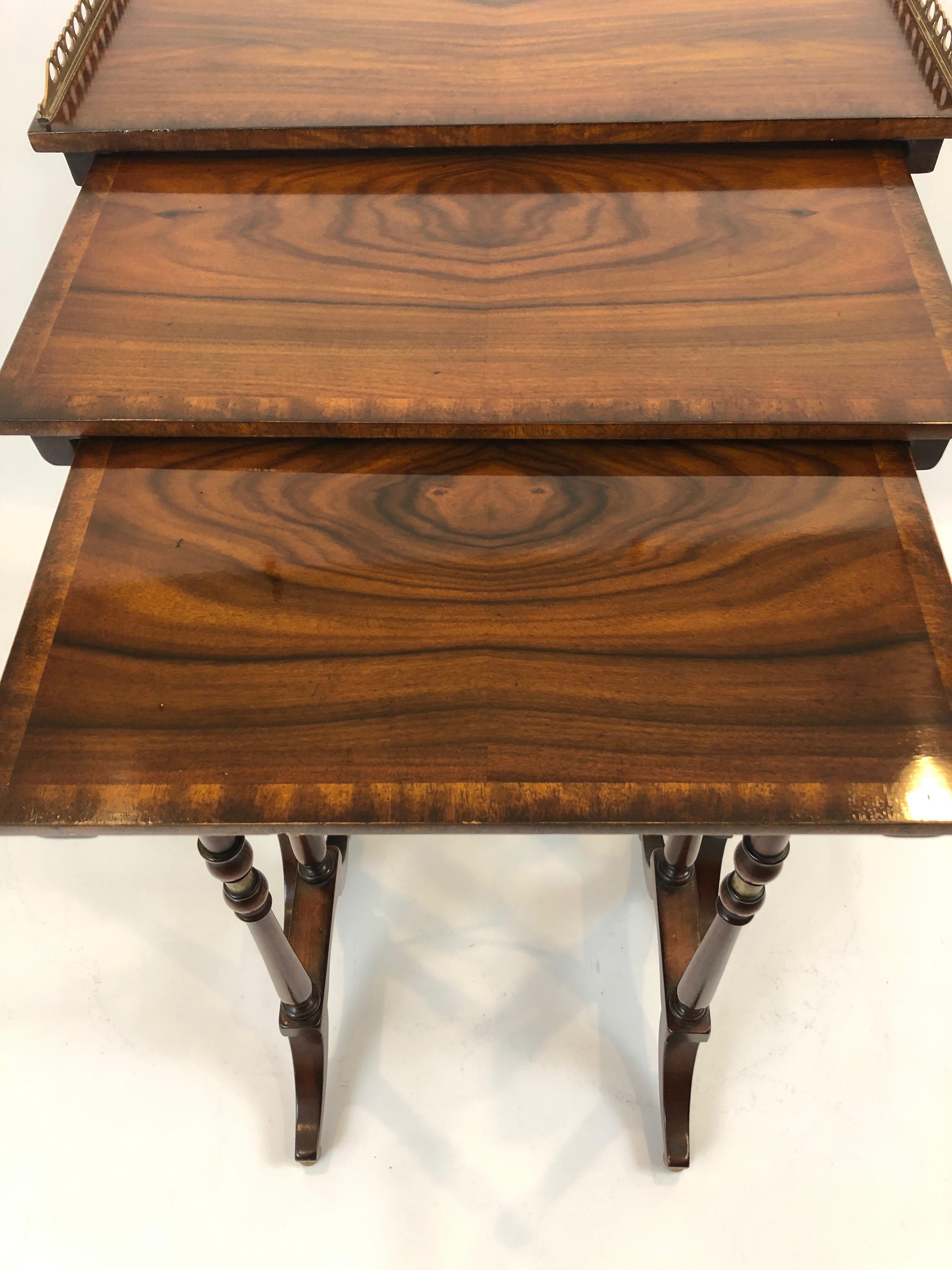 Very Refined Theodore Alexander Set of Zebra Wood Nesting Tables In Excellent Condition In Hopewell, NJ