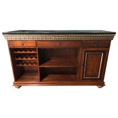Very Rich Custom Cherry Granite and Gilded Dry Bar Cabinet