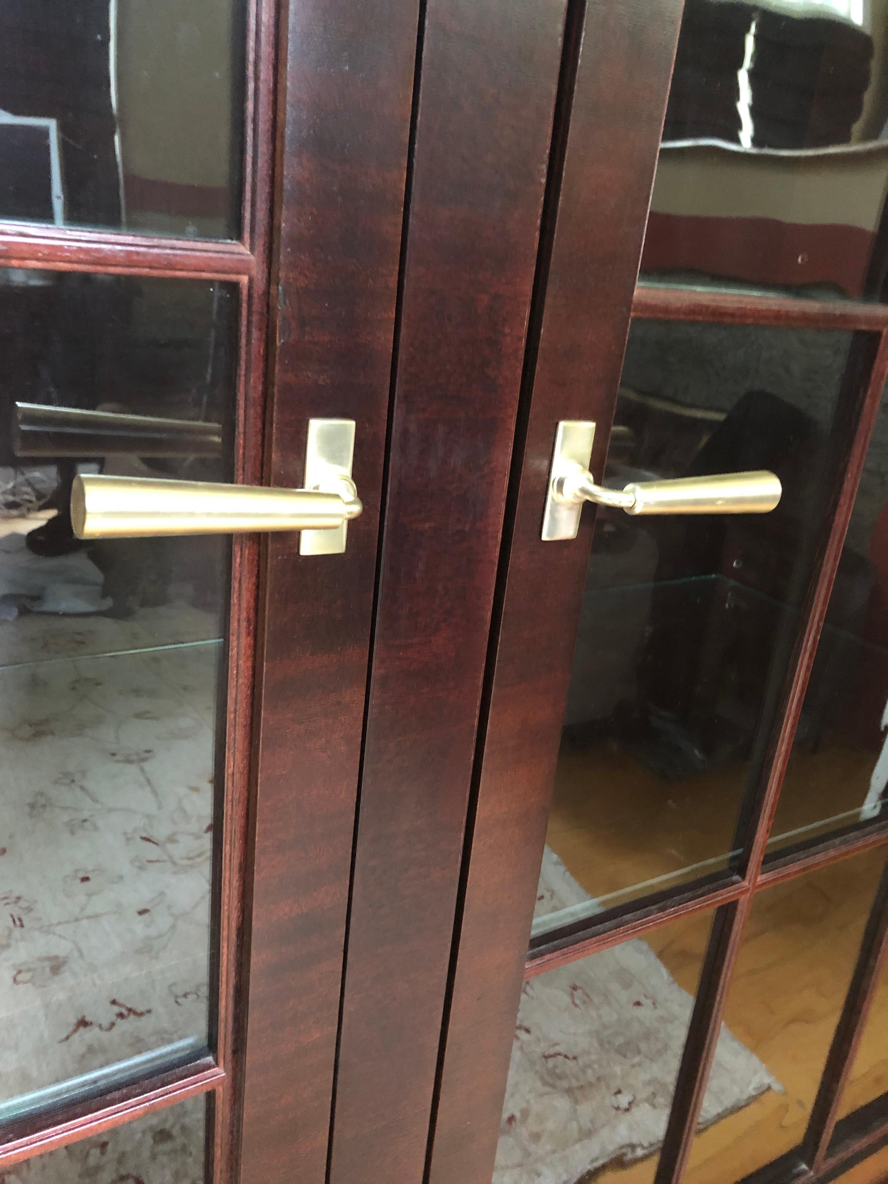 Very Rich Custom Mahogany Cabinet with Glass Doors and Adjustable Shelves 6