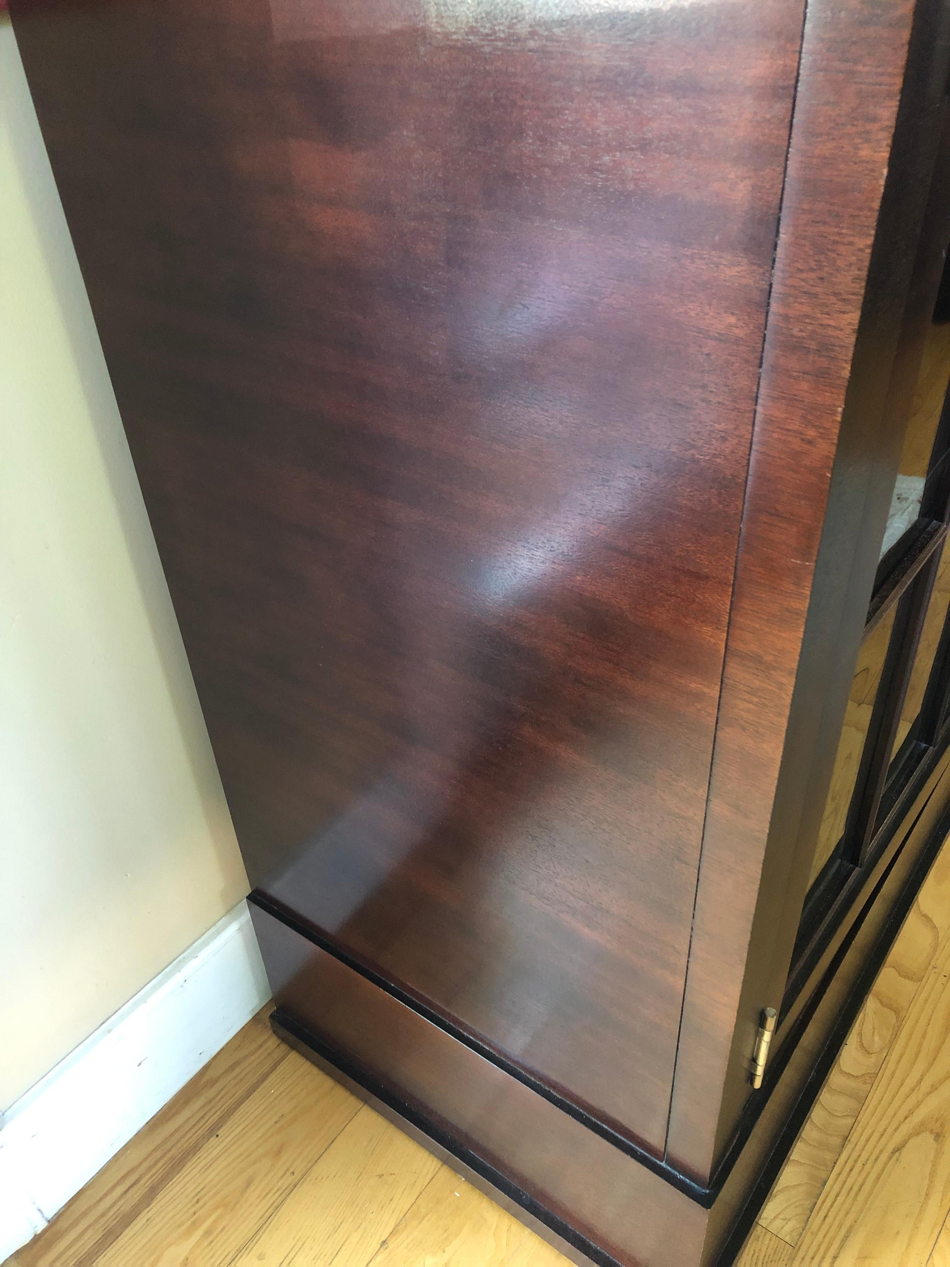 Very Rich Custom Mahogany Cabinet with Glass Doors and Adjustable Shelves 7