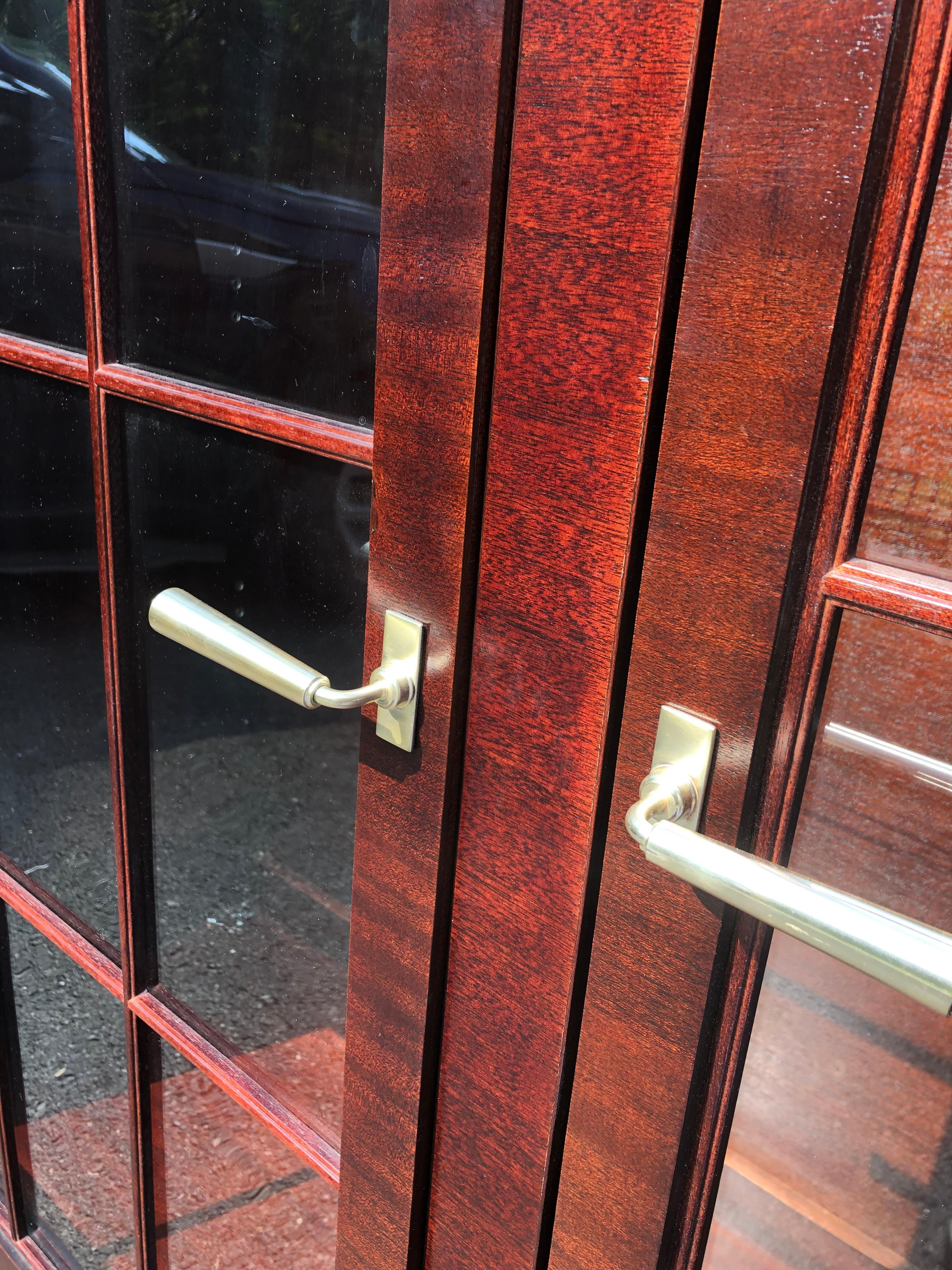 Very Rich Custom Mahogany Cabinet with Glass Doors and Adjustable Shelves 9