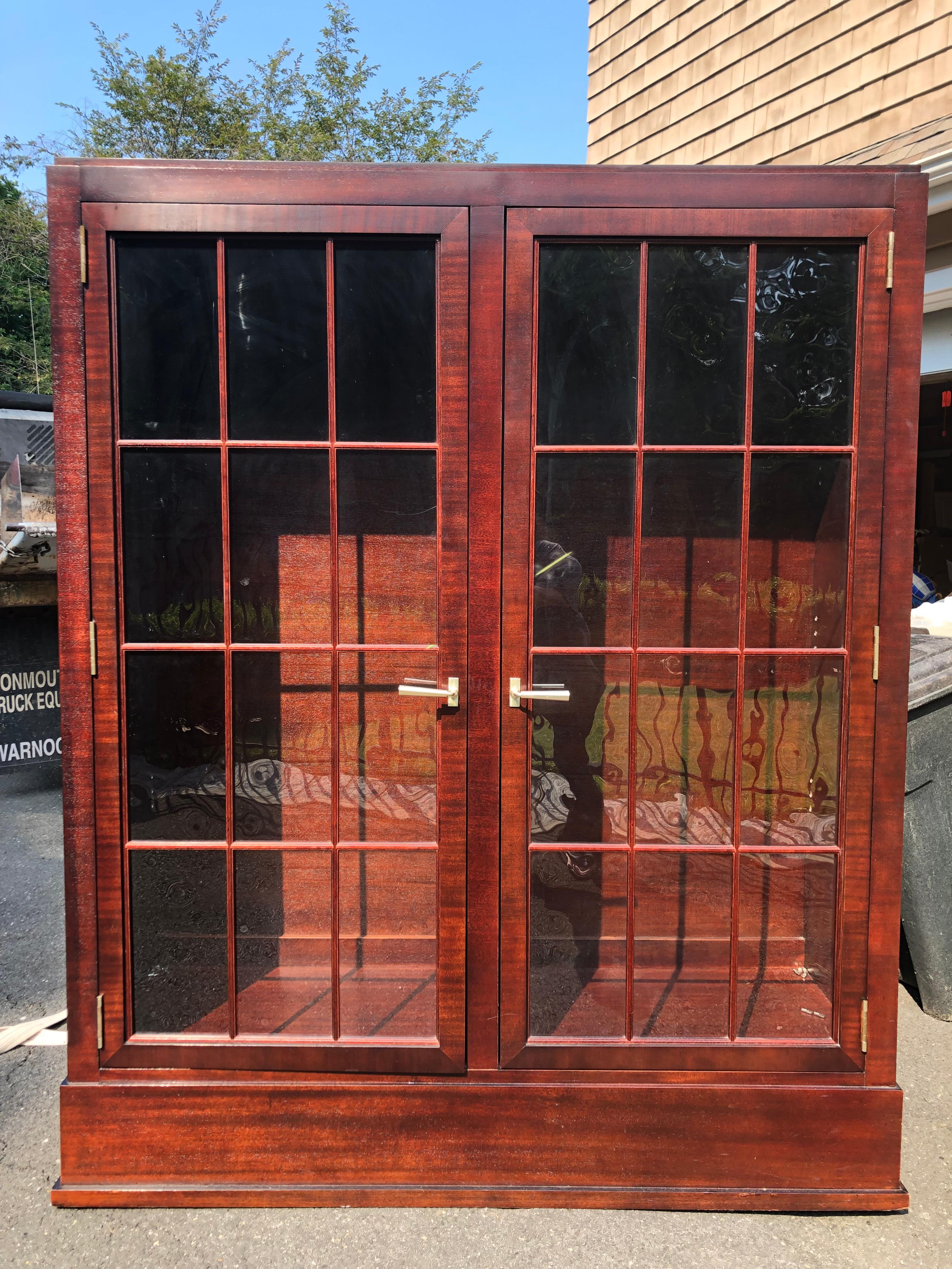 American Very Rich Custom Mahogany Cabinet with Glass Doors and Adjustable Shelves