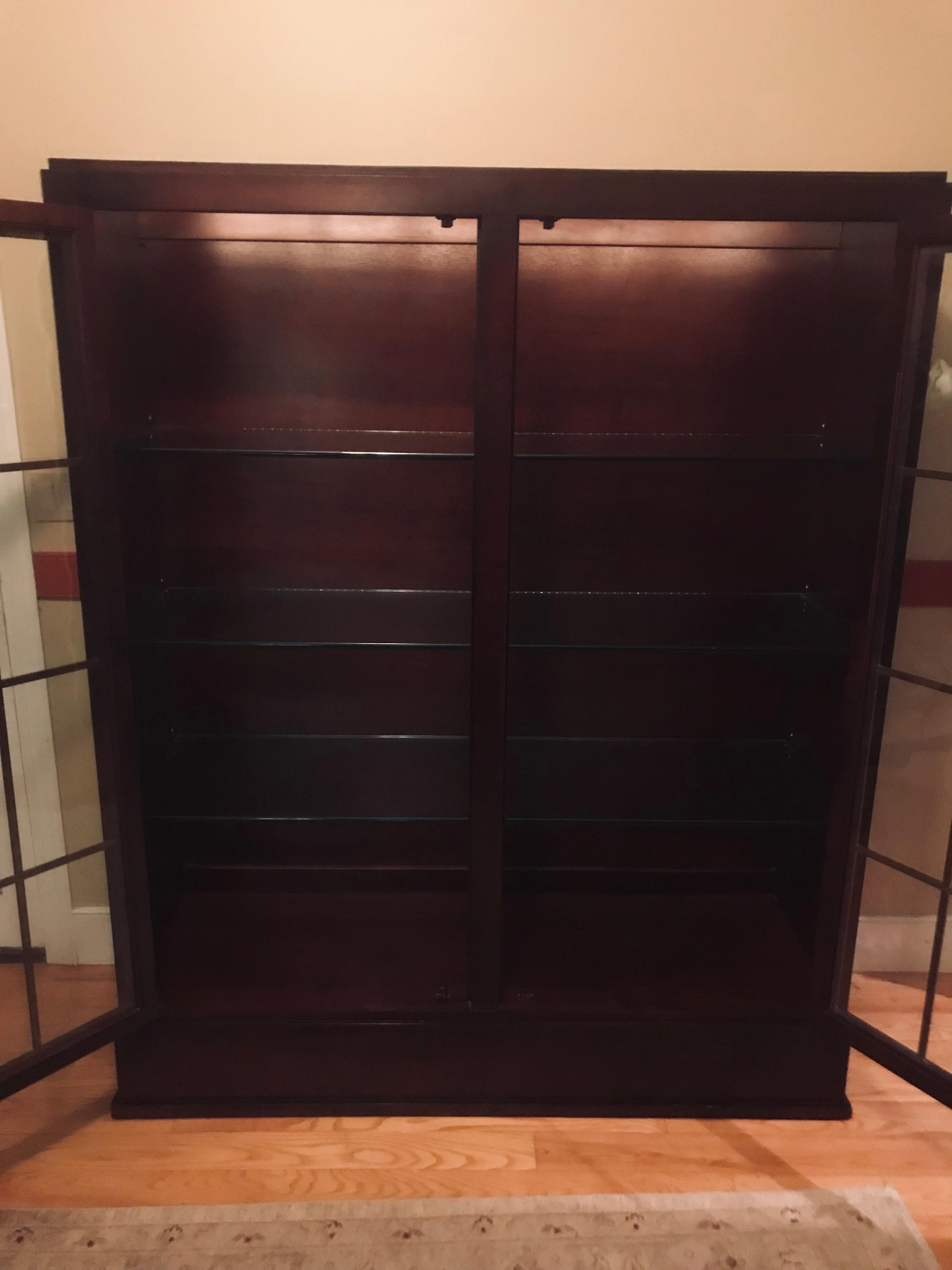 Very Rich Custom Mahogany Cabinet with Glass Doors and Adjustable Shelves 1