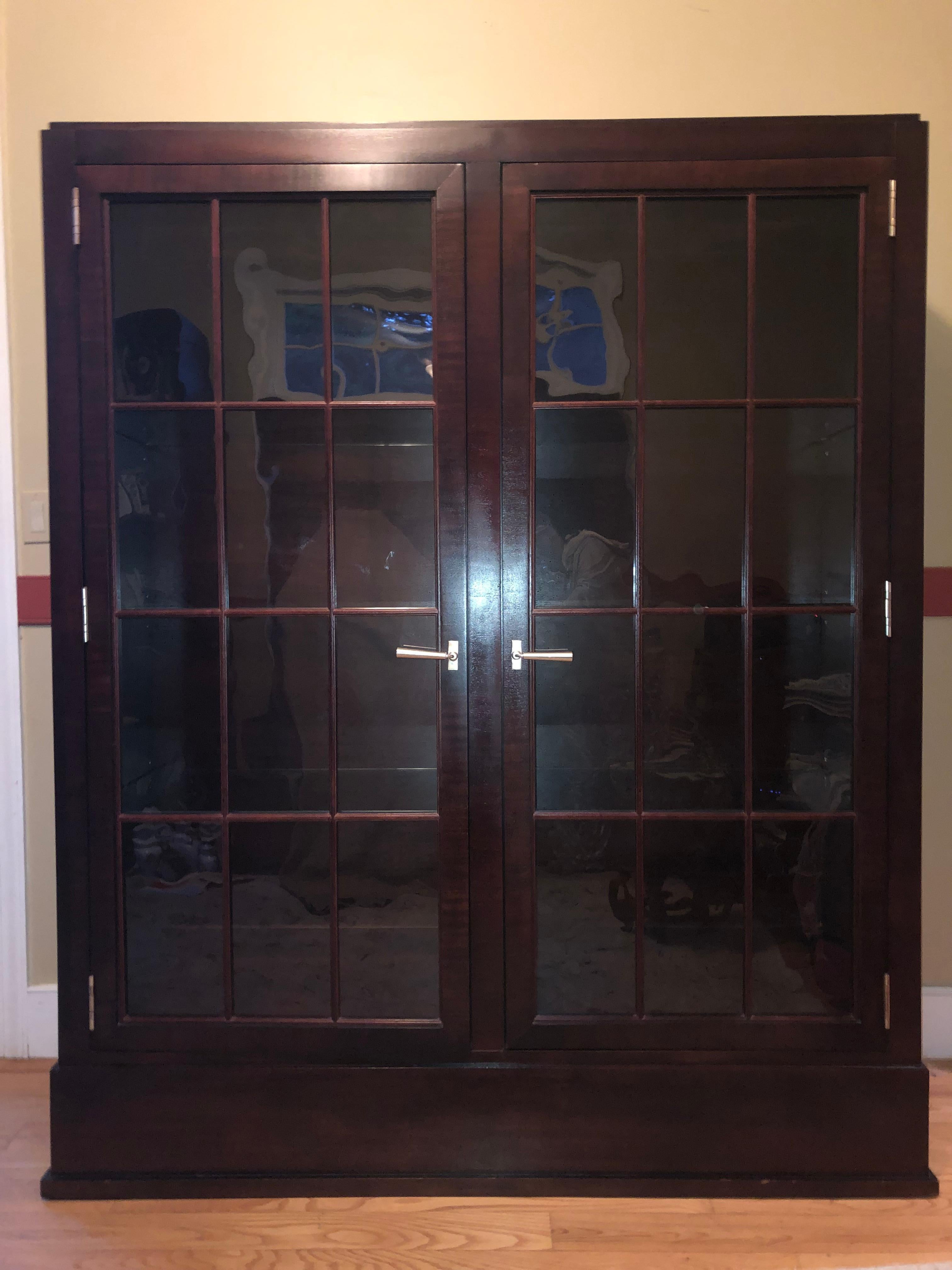 Very Rich Custom Mahogany Cabinet with Glass Doors and Adjustable Shelves 3