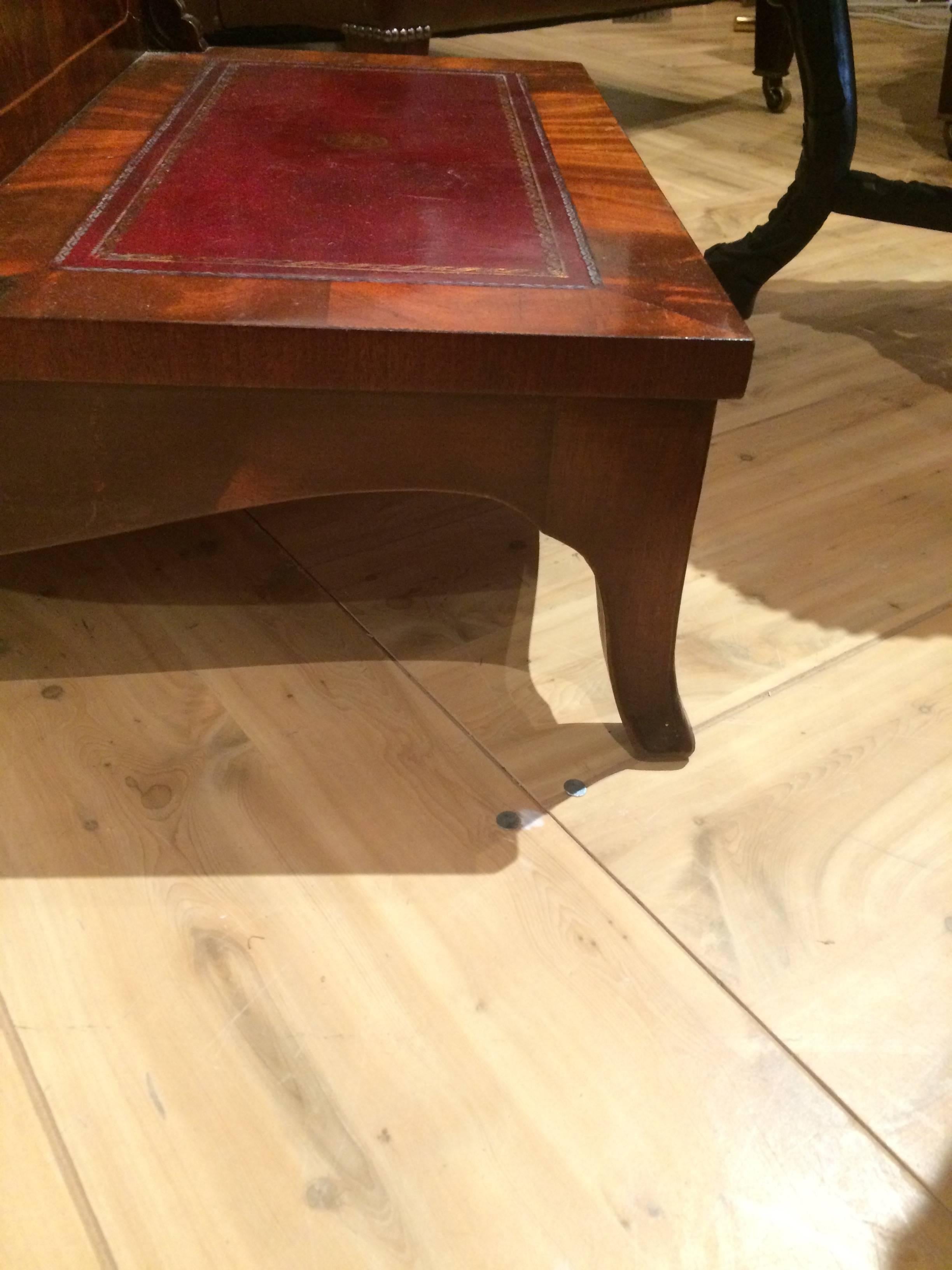 Very Rich Mahogany and Tooled Leather Library Steps End Table 1