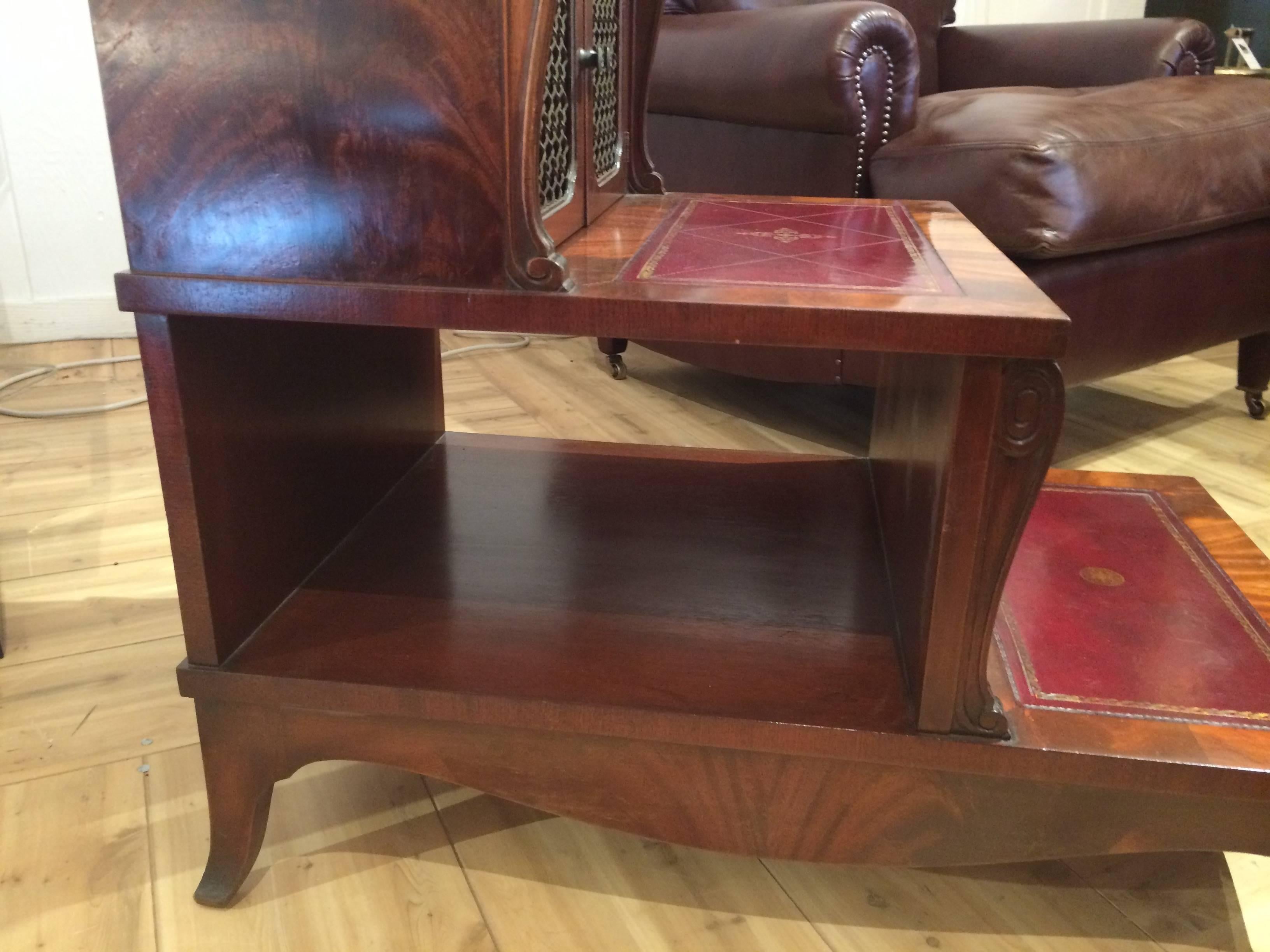 Very Rich Mahogany and Tooled Leather Library Steps End Table 2