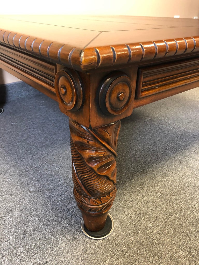 Very Rich Tobacco Brown Ralph Lauren Square Coffee Table with Carved