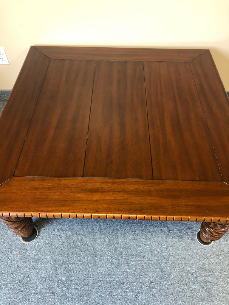 Very Rich Tobacco Brown Ralph Lauren Square Coffee Table with Carved