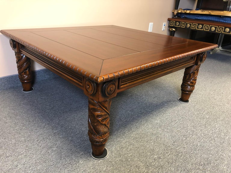 Very Rich Tobacco Brown Ralph Lauren Square Coffee Table with Carved