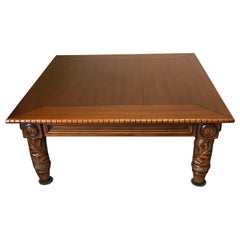 Very Rich Tobacco Brown Ralph Lauren Square Coffee Table with Carved Legs