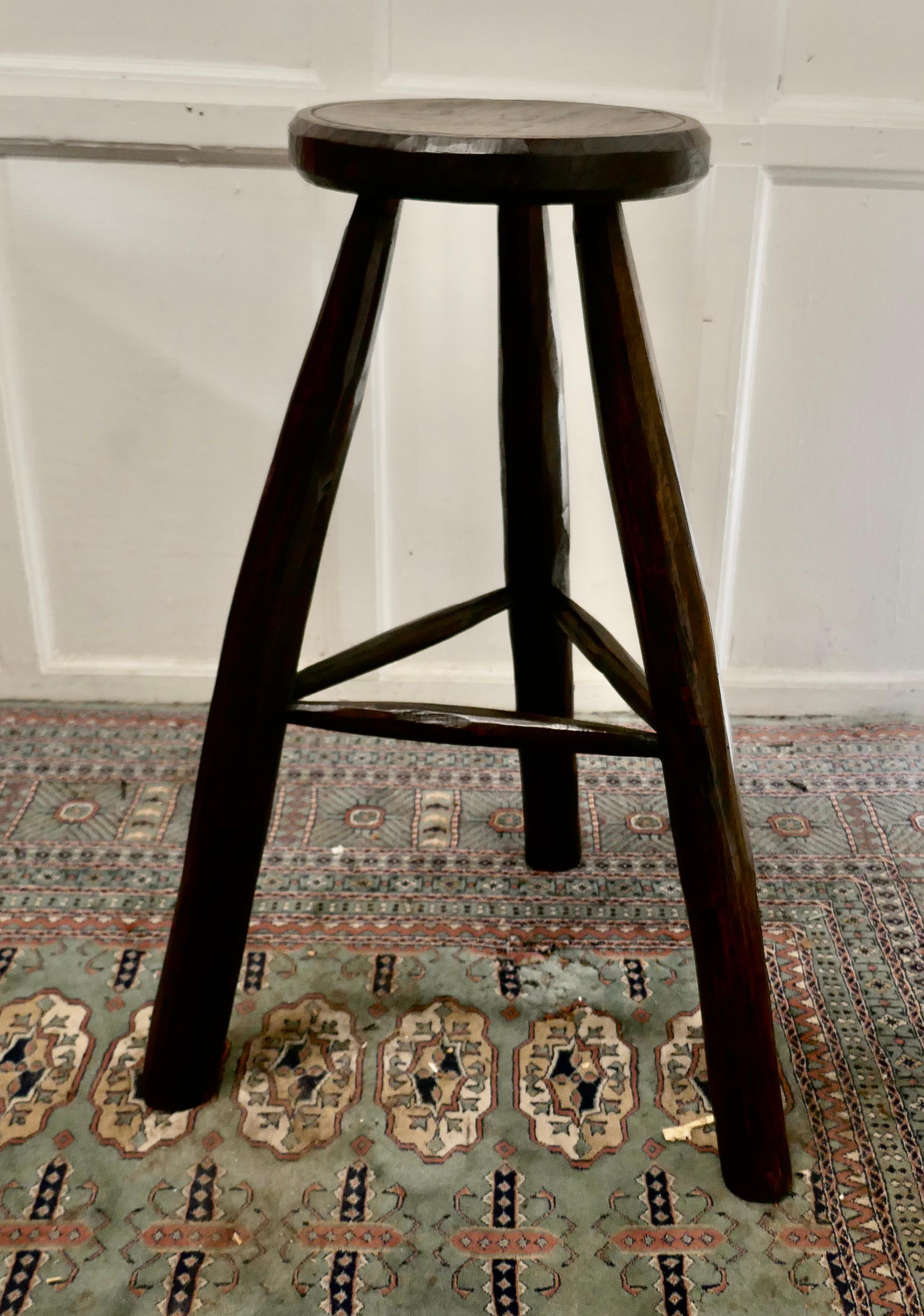 Ash Very Rustic 19th Century French High Stool