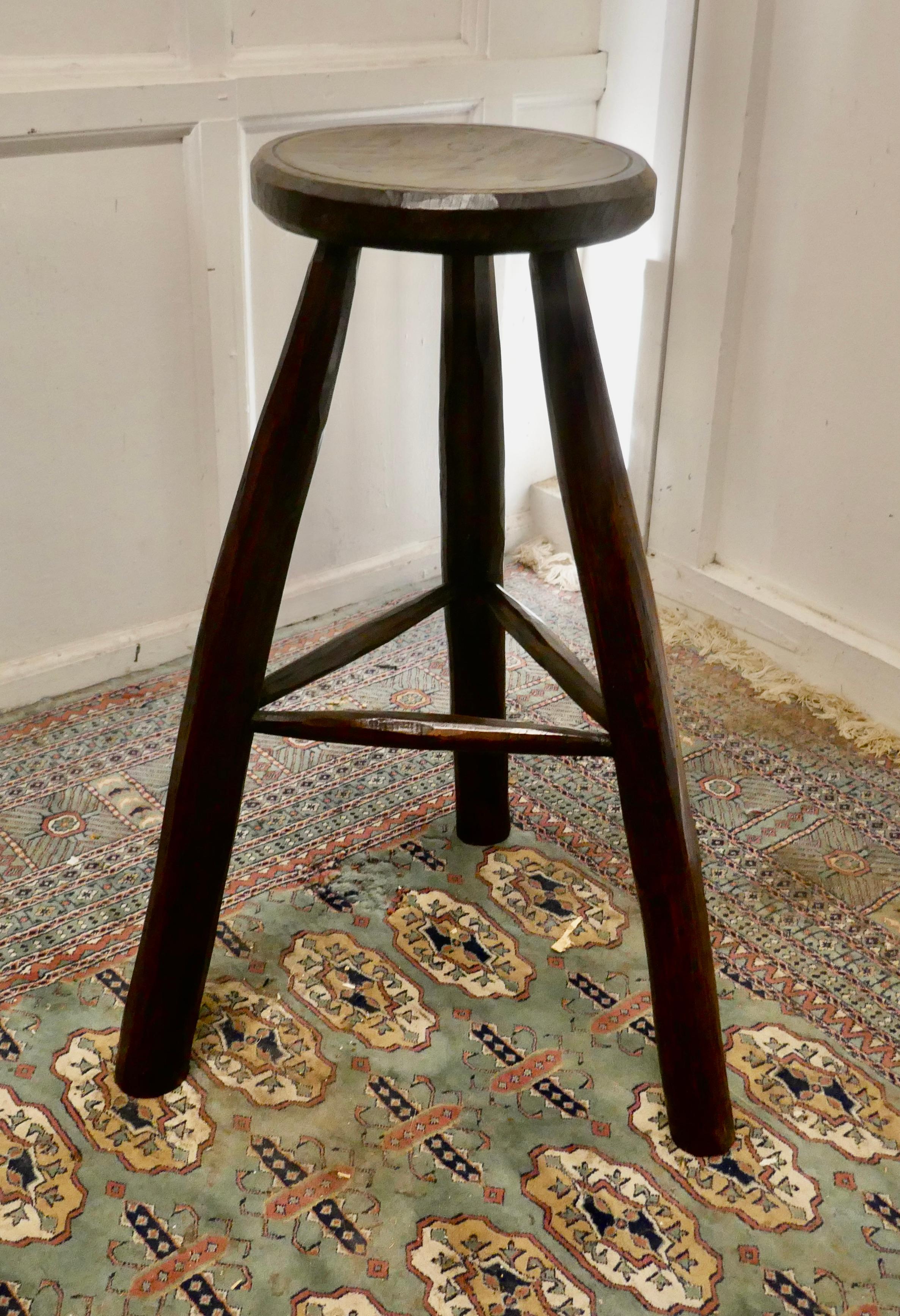 Very Rustic 19th Century French High Stool 4
