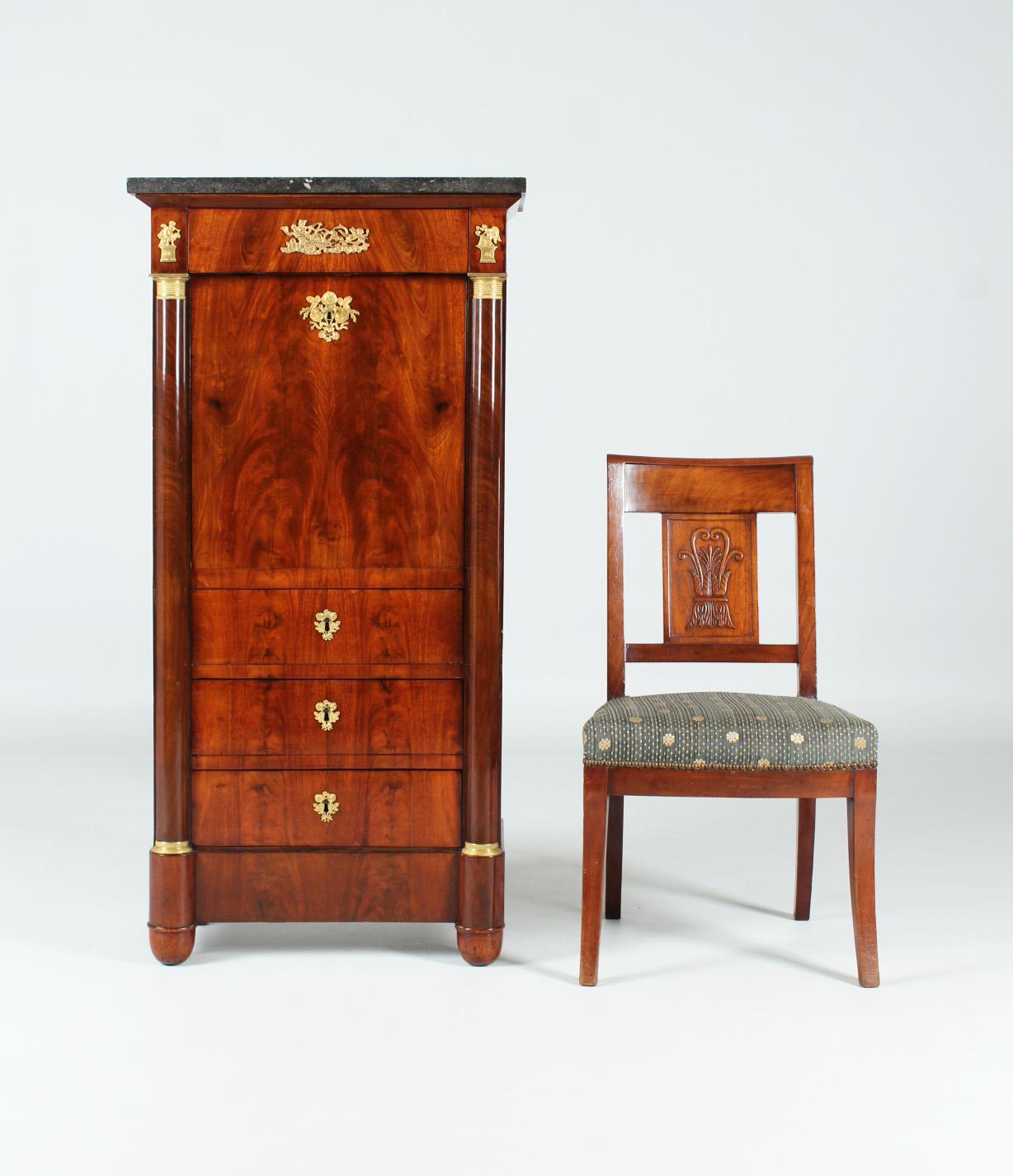 Very Small Antique Secretaire, Mahogany, Empire, France, circa 1810 13