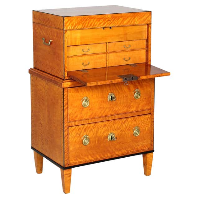 Biedermeier Secretaire, Light Birch Wood, Secret Compartement, Circa ...