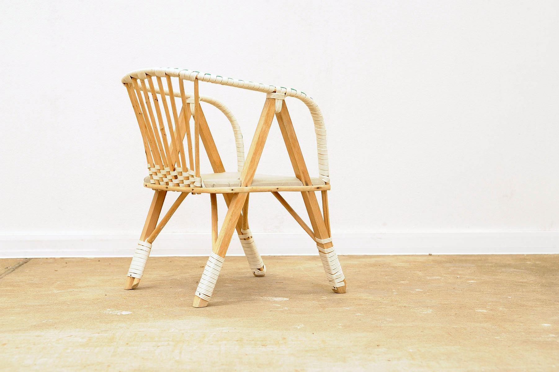 20th Century Very small children´s wicker chair, 1960´s, Czechoslovakia For Sale