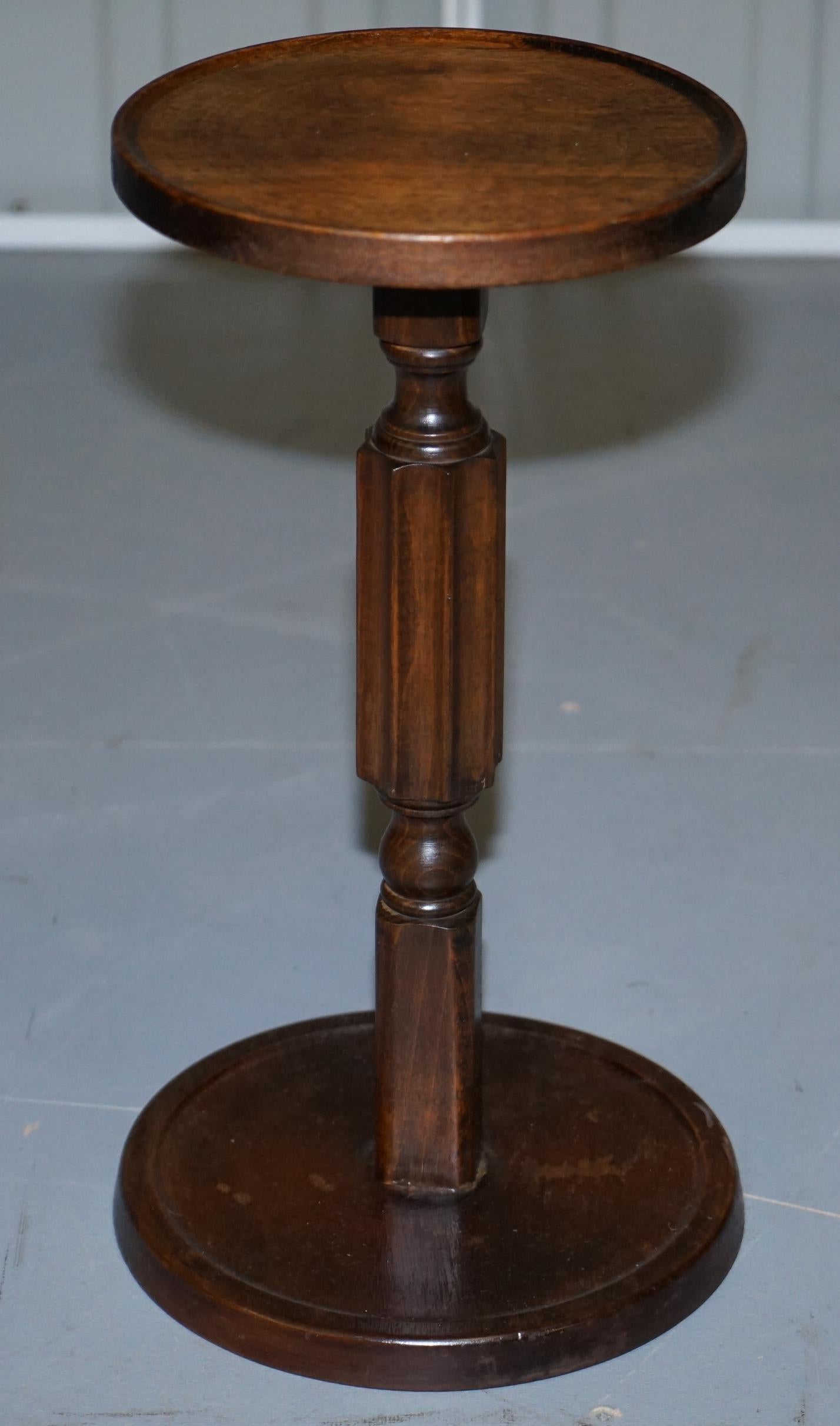 English Very Small Edwardian Walnut Lamp Wine Side Table Nice Fluted Pillar to the Base