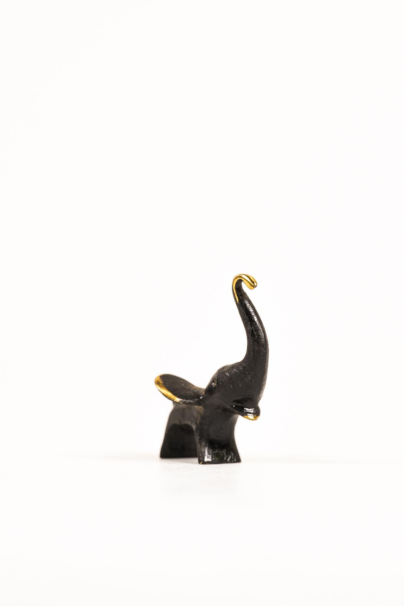 Blackened Very Small Elephant Figurine by Walter Bosse, Around 1950s For Sale