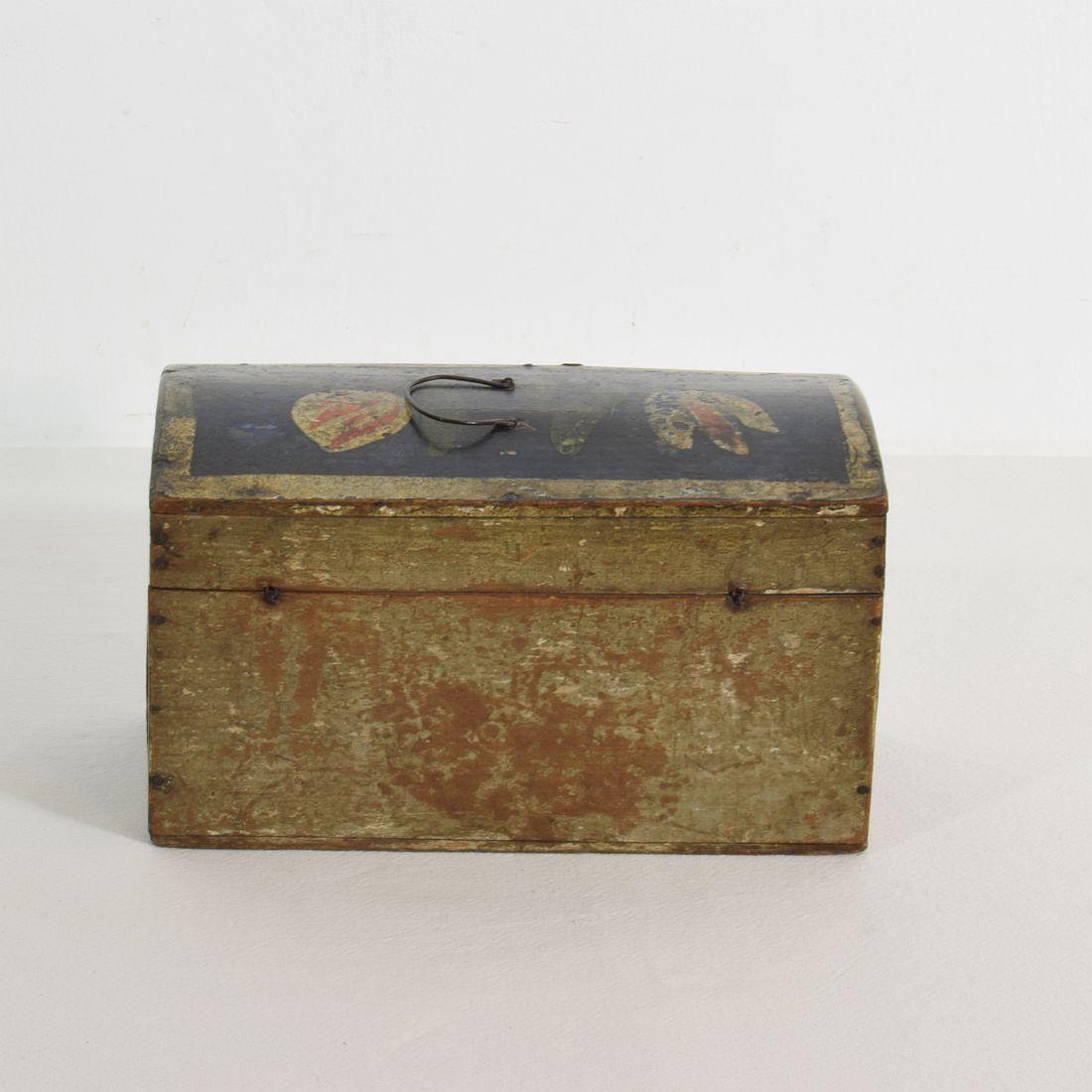 Wood Very Small French 19th Century Folk Art Wedding Box