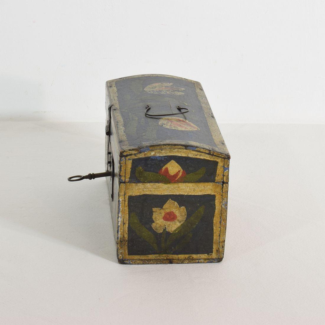Very Small French 19th Century Folk Art Wedding Box 1