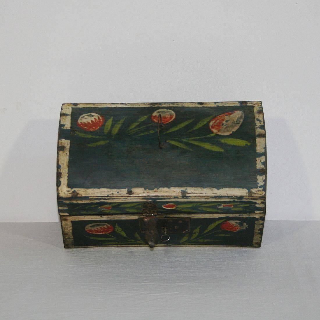 Very Small French 19th Century Folk Art Wedding Box 2