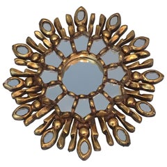 Very Small Giltwood Sunburst Mirror, Italian, circa 1970