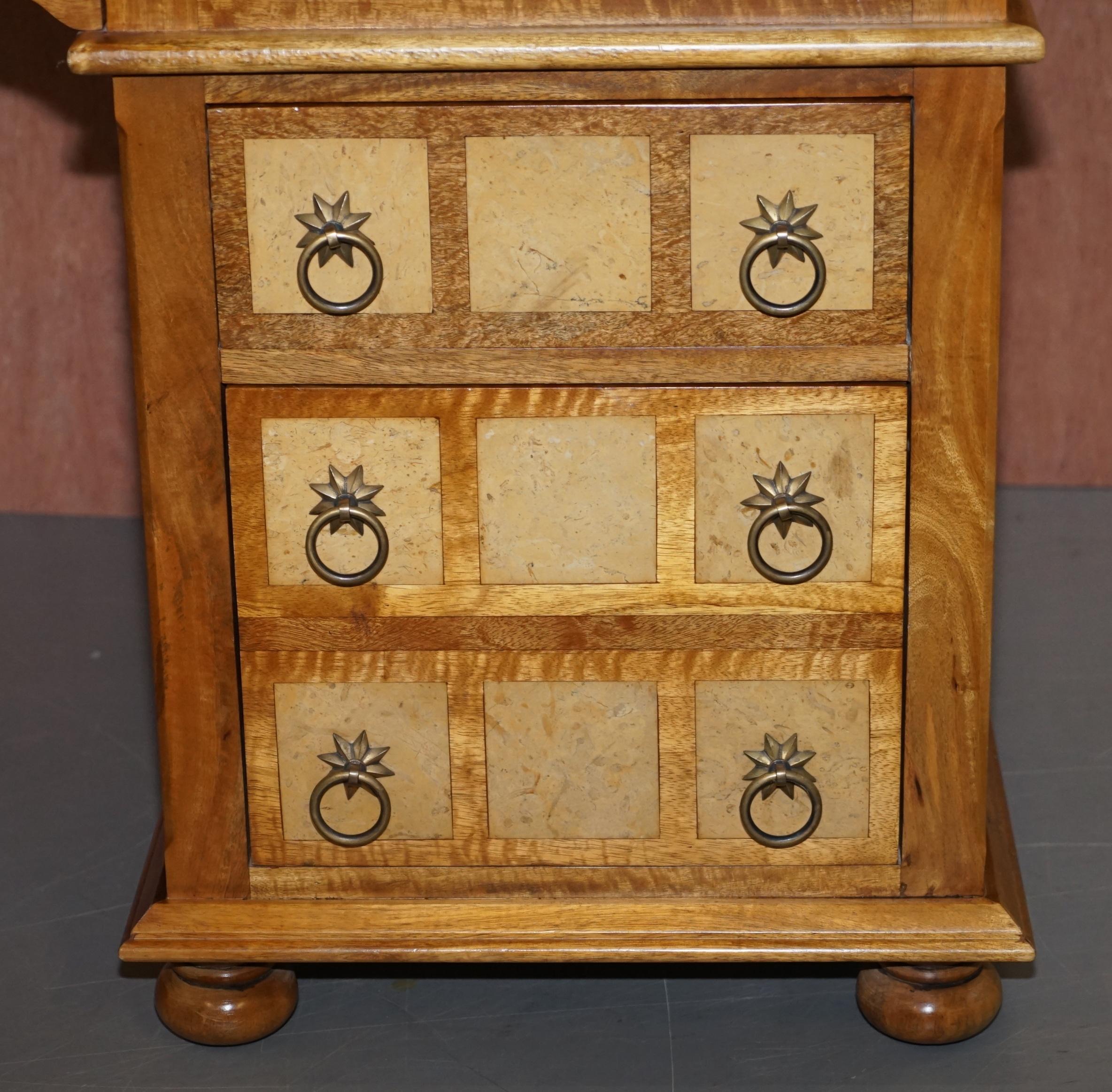 Very Solid Oak and Walnut Twin Pedestal Partner Desk Designed to Hide Computer 6