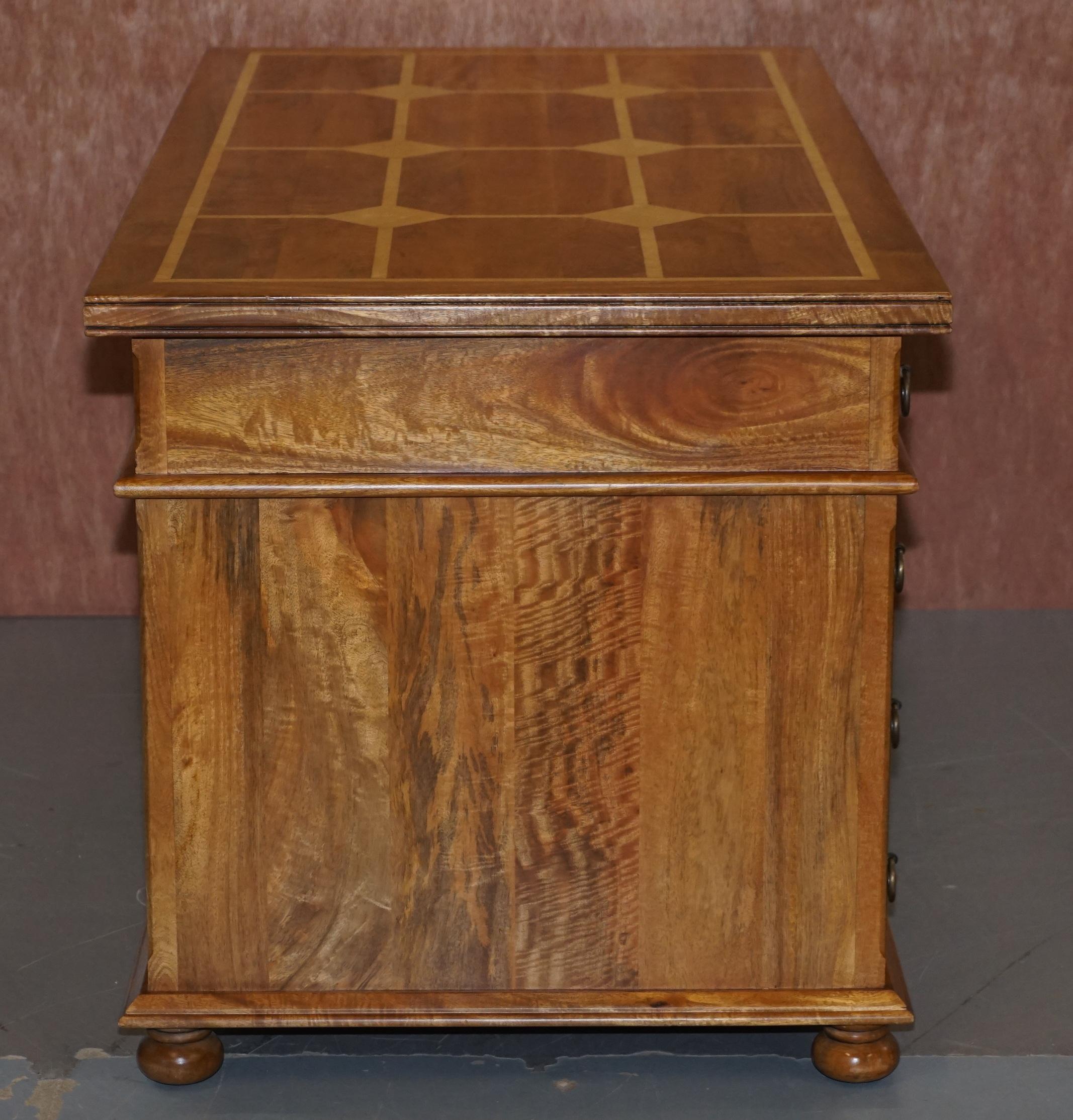 Very Solid Oak and Walnut Twin Pedestal Partner Desk Designed to Hide Computer 7