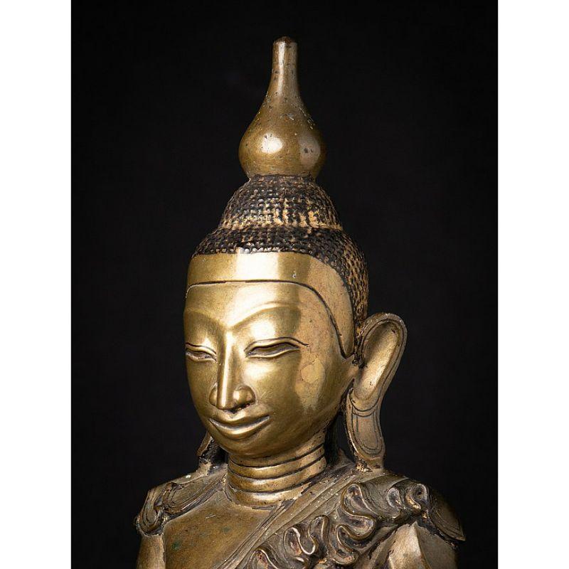 Very Special Antique Bronze Shan Buddha Statue from Burma For Sale 1