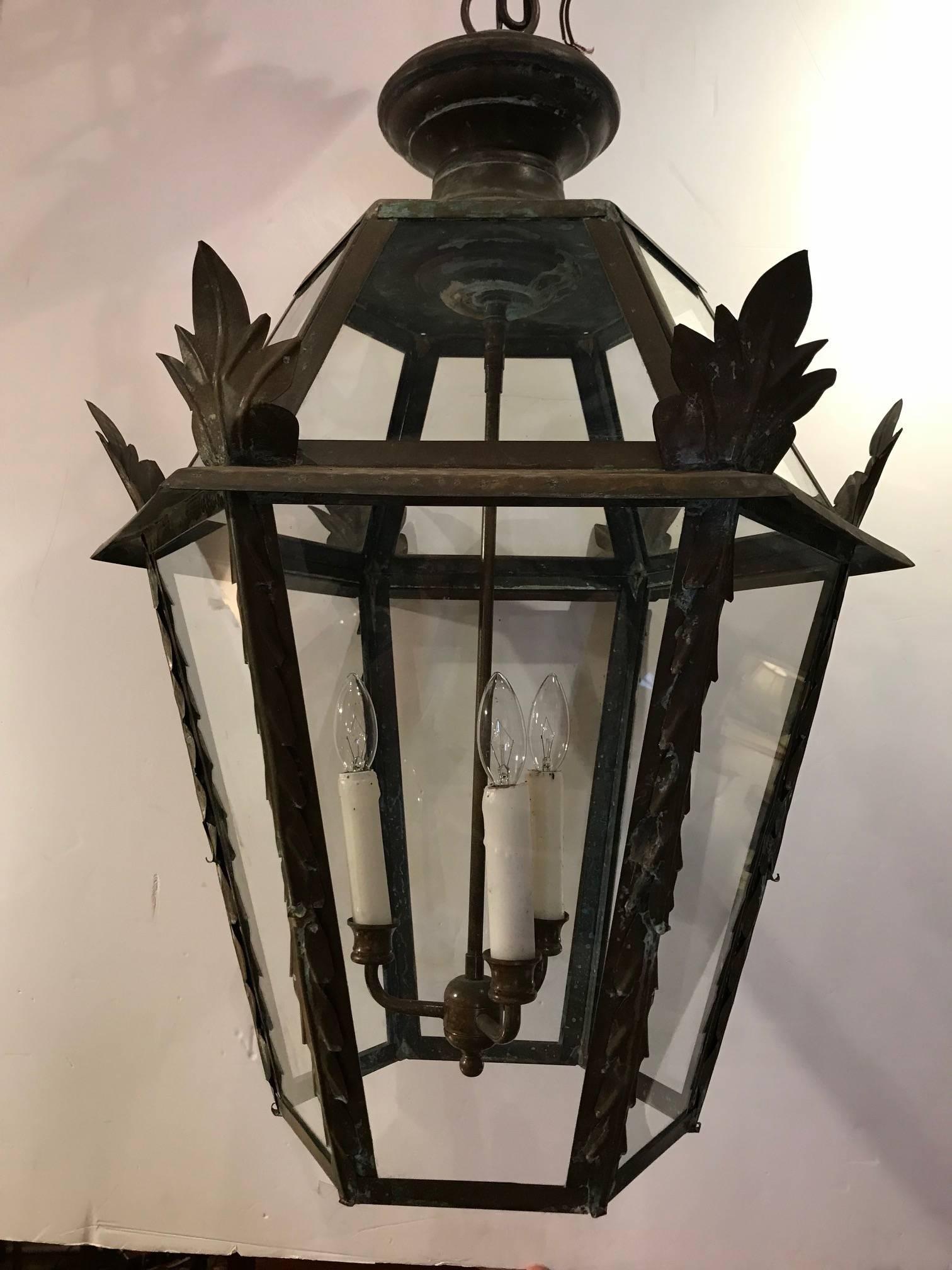 Very Special Antique French Copper Lantern 6