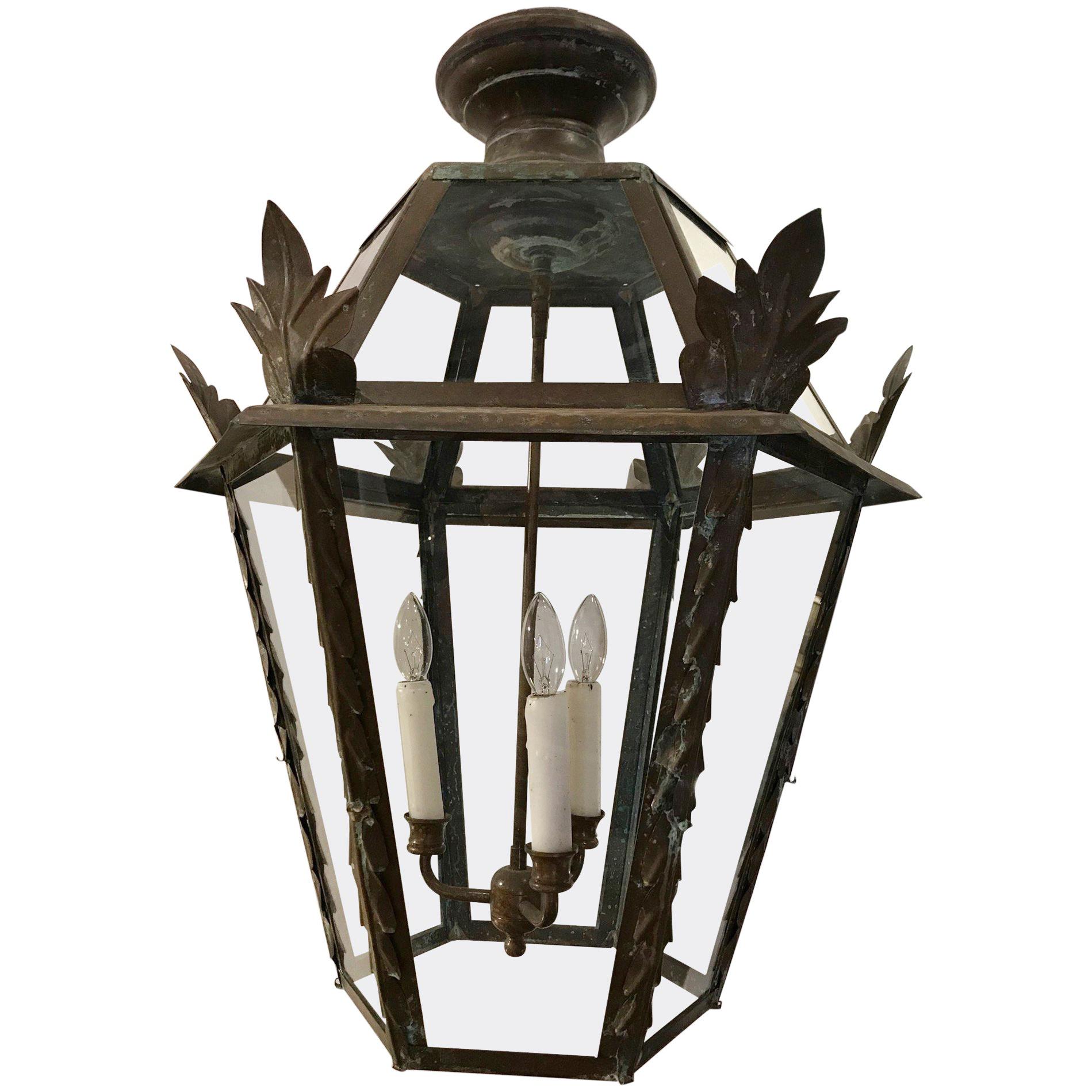Very Special Antique French Copper Lantern