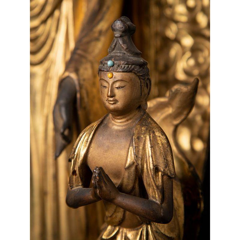 Very Special Antique Japanese Amida Buddha, Triad from Japan 9