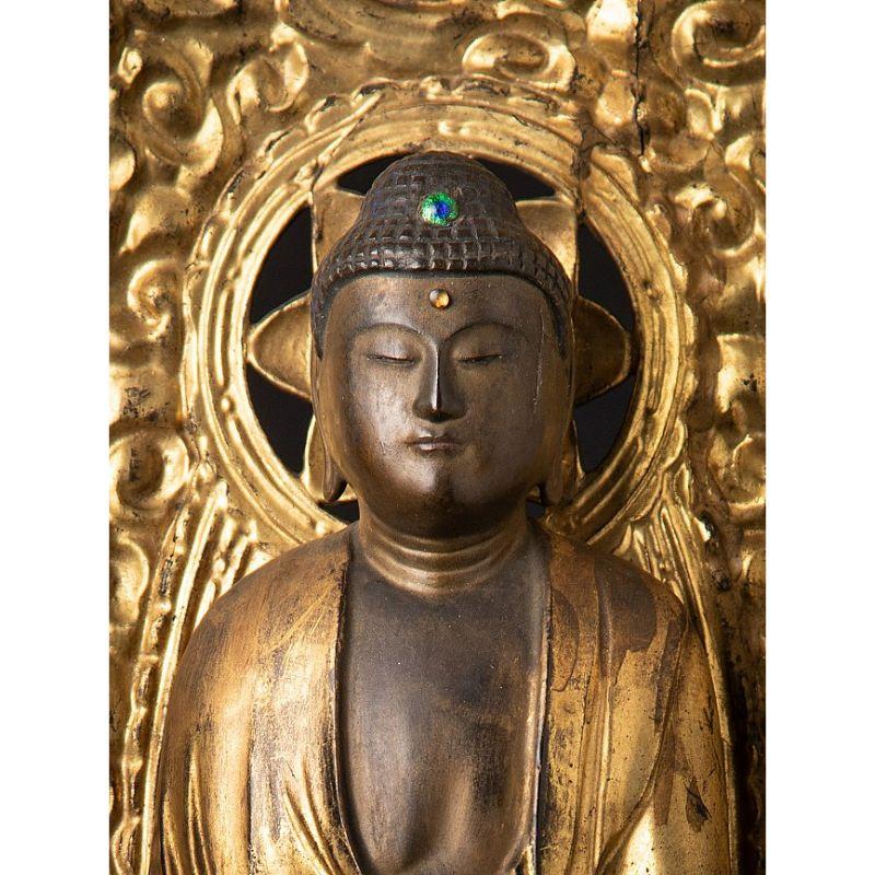 Very Special Antique Japanese Amida Buddha, Triad from Japan In Good Condition In DEVENTER, NL
