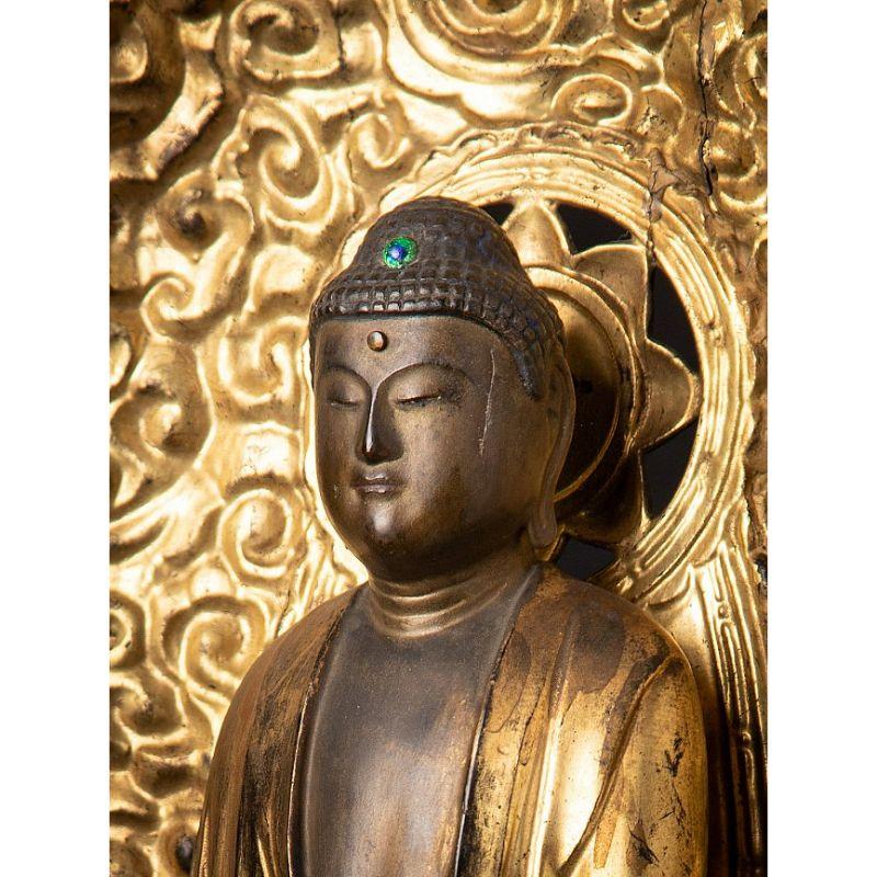 Very Special Antique Japanese Amida Buddha, Triad from Japan 1