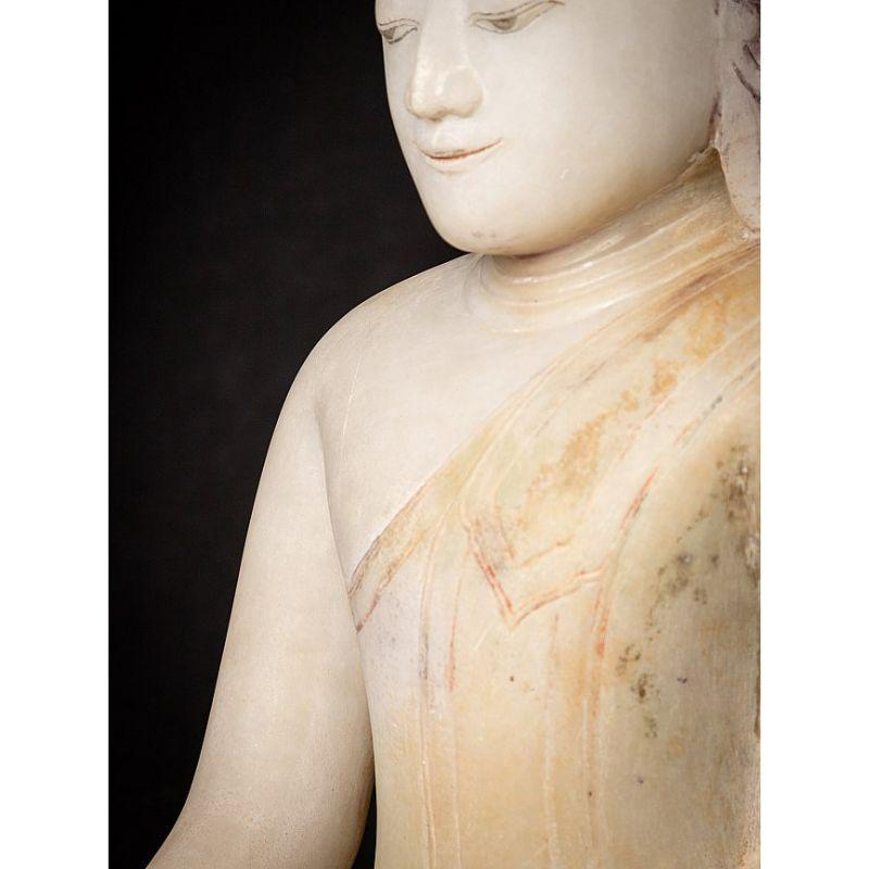 Very Special Antique Marble Burmese Buddha Statue from Burma For Sale 6