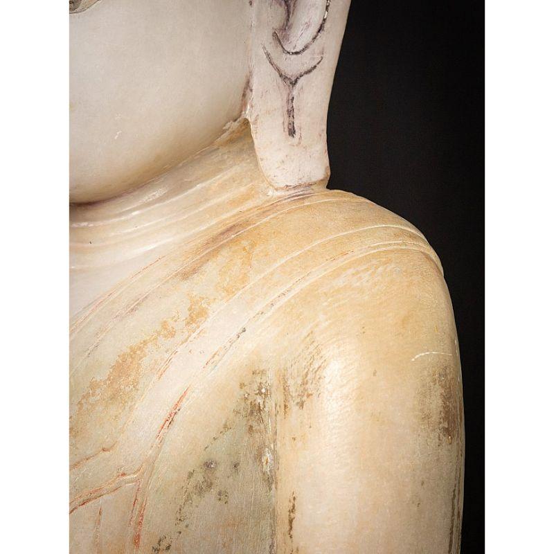 Very Special Antique Marble Burmese Buddha Statue from Burma For Sale 7