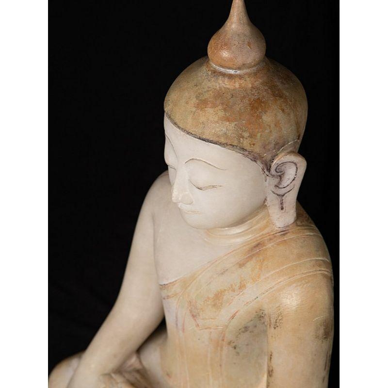 Very Special Antique Marble Burmese Buddha Statue from Burma For Sale 15