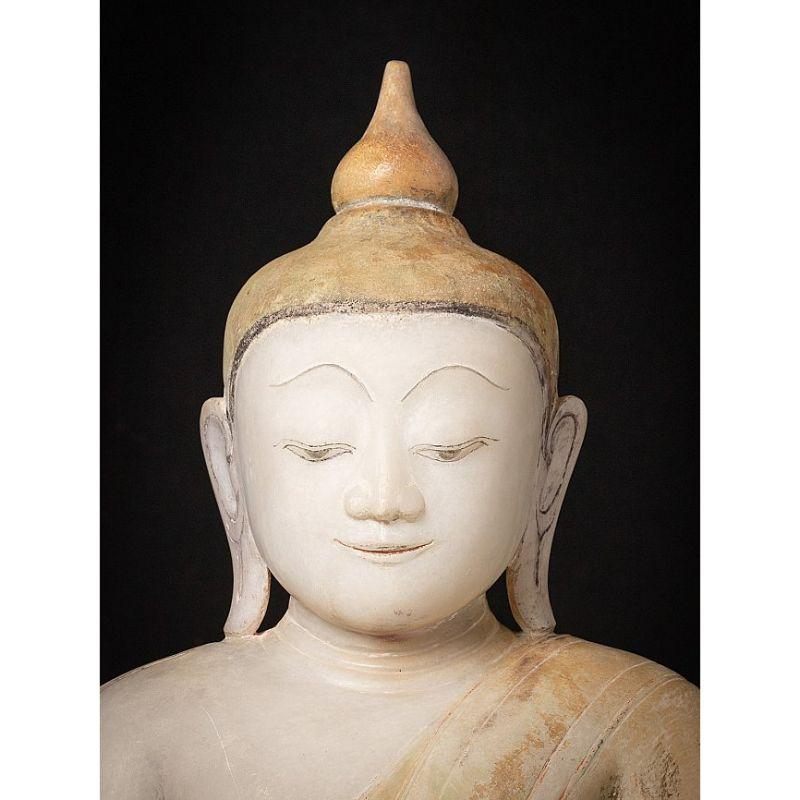 Very Special Antique Marble Burmese Buddha Statue from Burma In Good Condition For Sale In DEVENTER, NL
